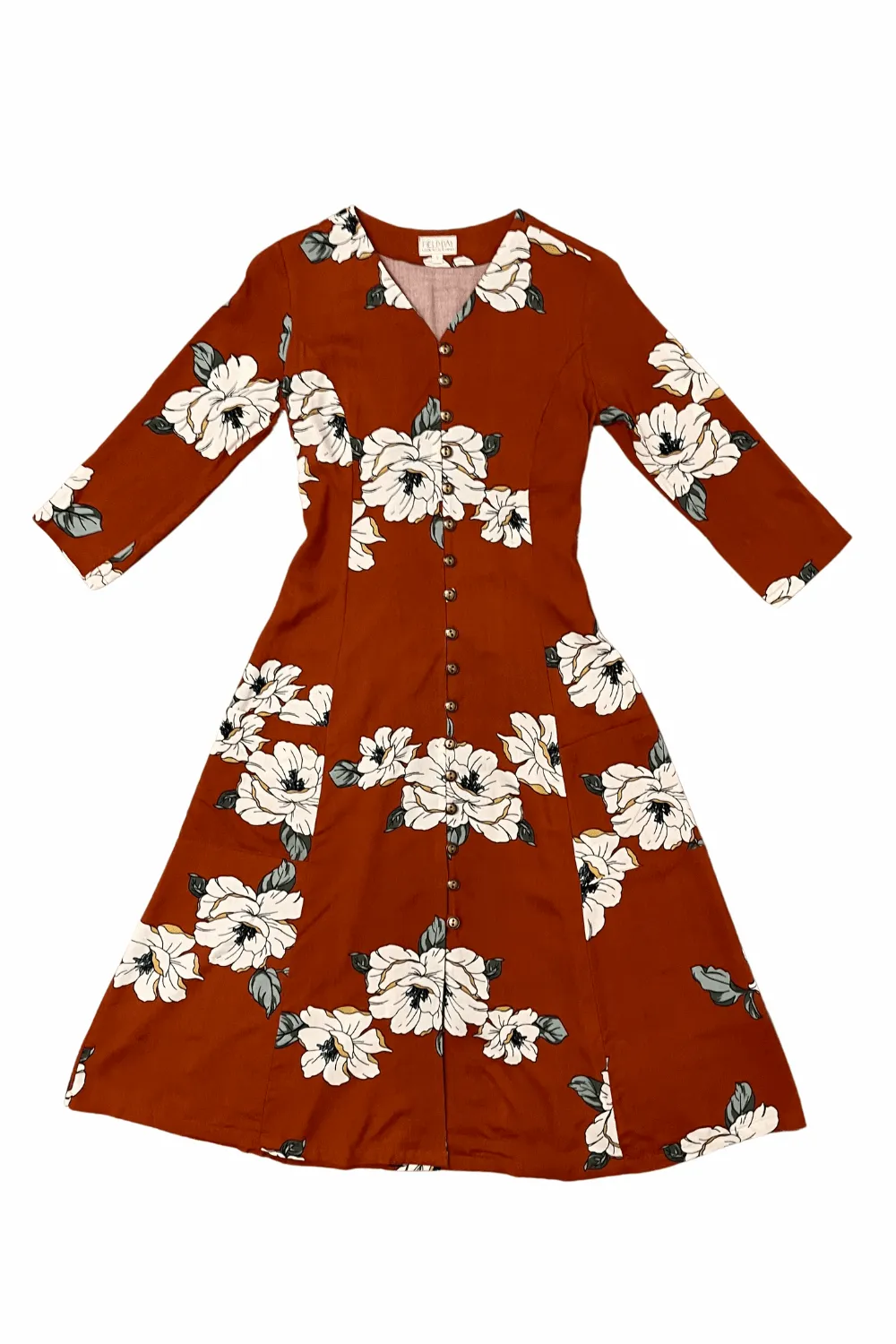 Fiona Dress in Sienna Magnolia Farm Scene Layerable Piece