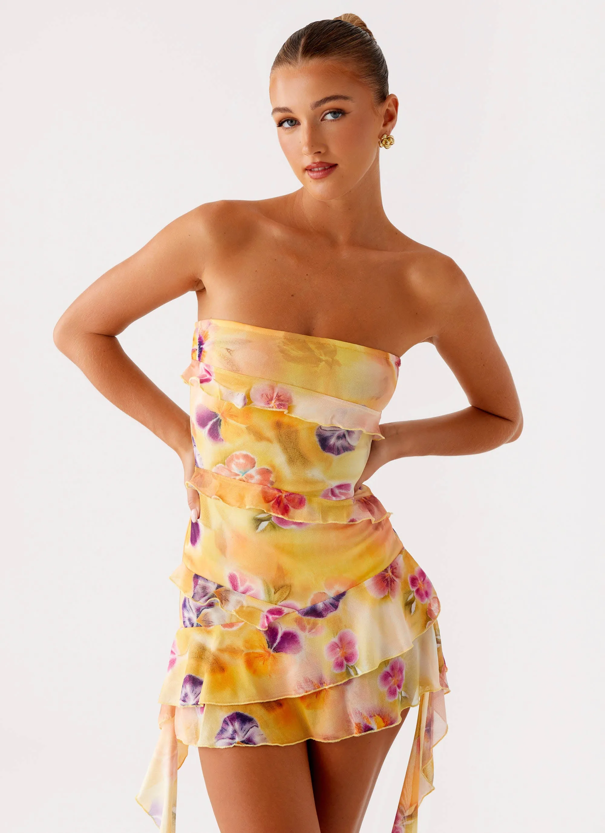 Macey Mini Dress - Sunburst Floral Opaque finish