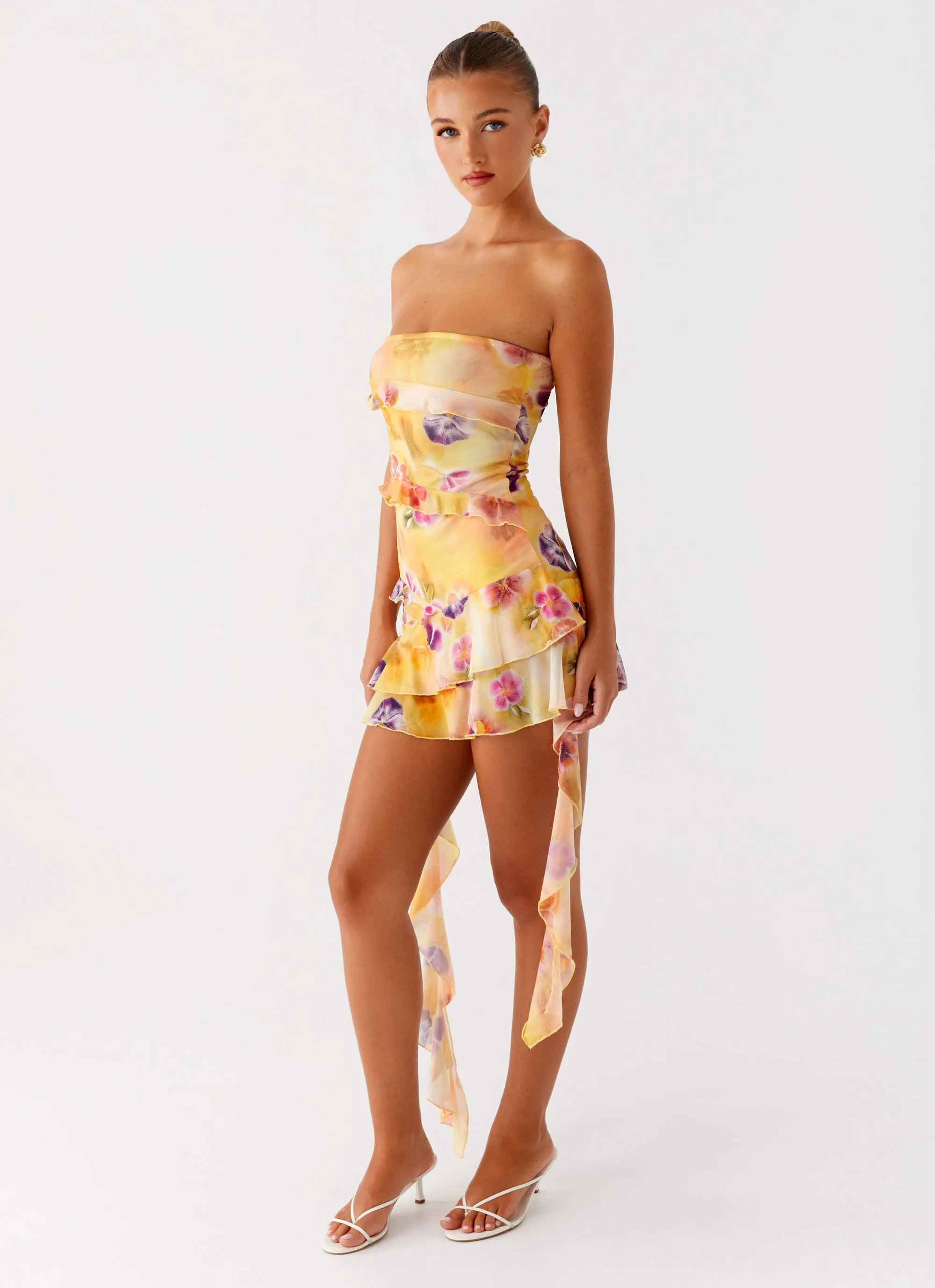 Semi Sheer Macey Mini Dress - Sunburst Floral
