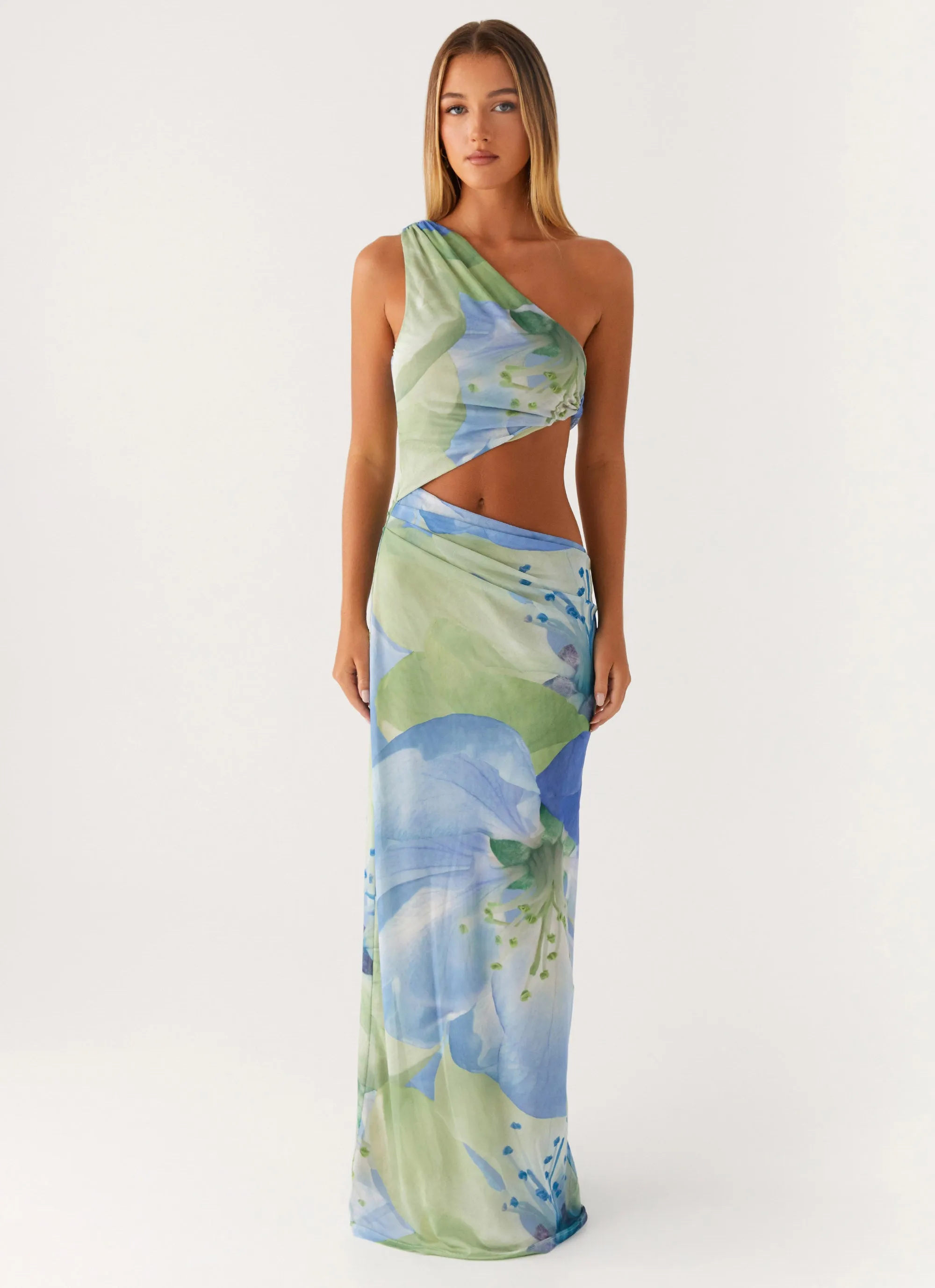 Satin Layers Wilder Maxi Dress - Flower Print