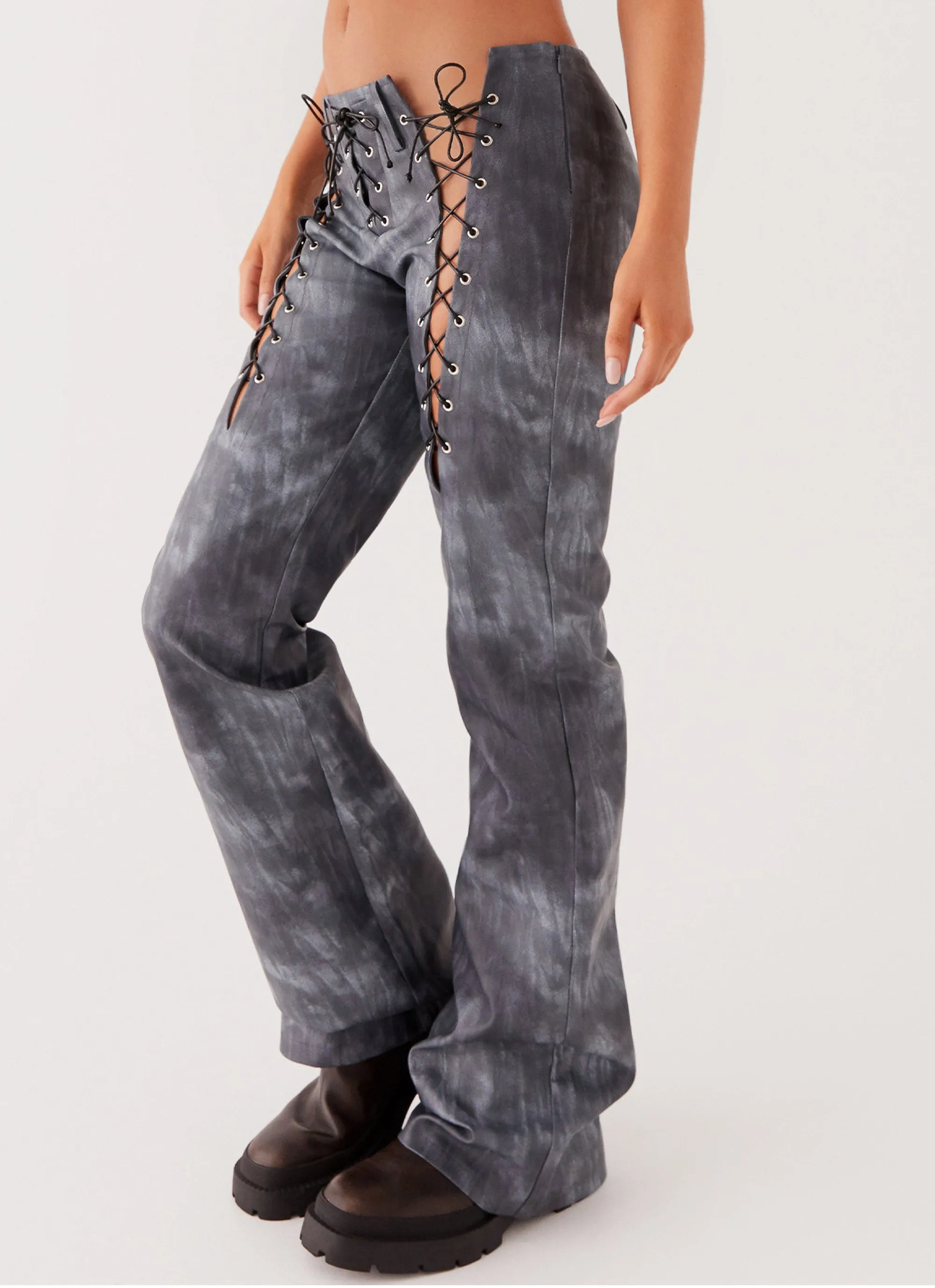 Better When I'm Dancing Lace Up Pants - Graphite Timeless Layers Chilly Wear