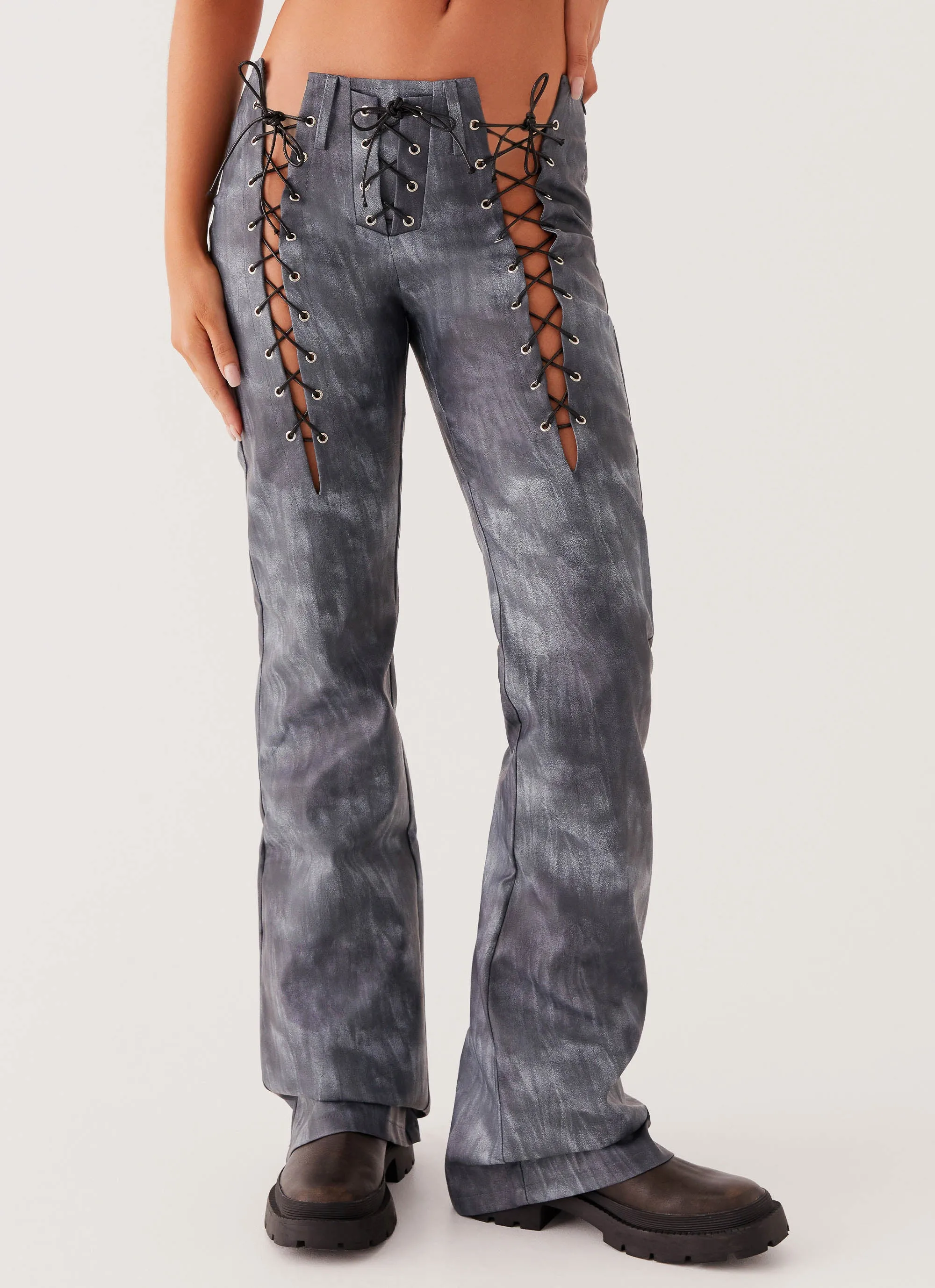 Polished Look TaglessComfort Better When I'm Dancing Lace Up Pants - Graphite