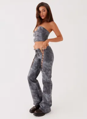 Better When I'm Dancing Lace Up Pants - Graphite Secure Cuff Design