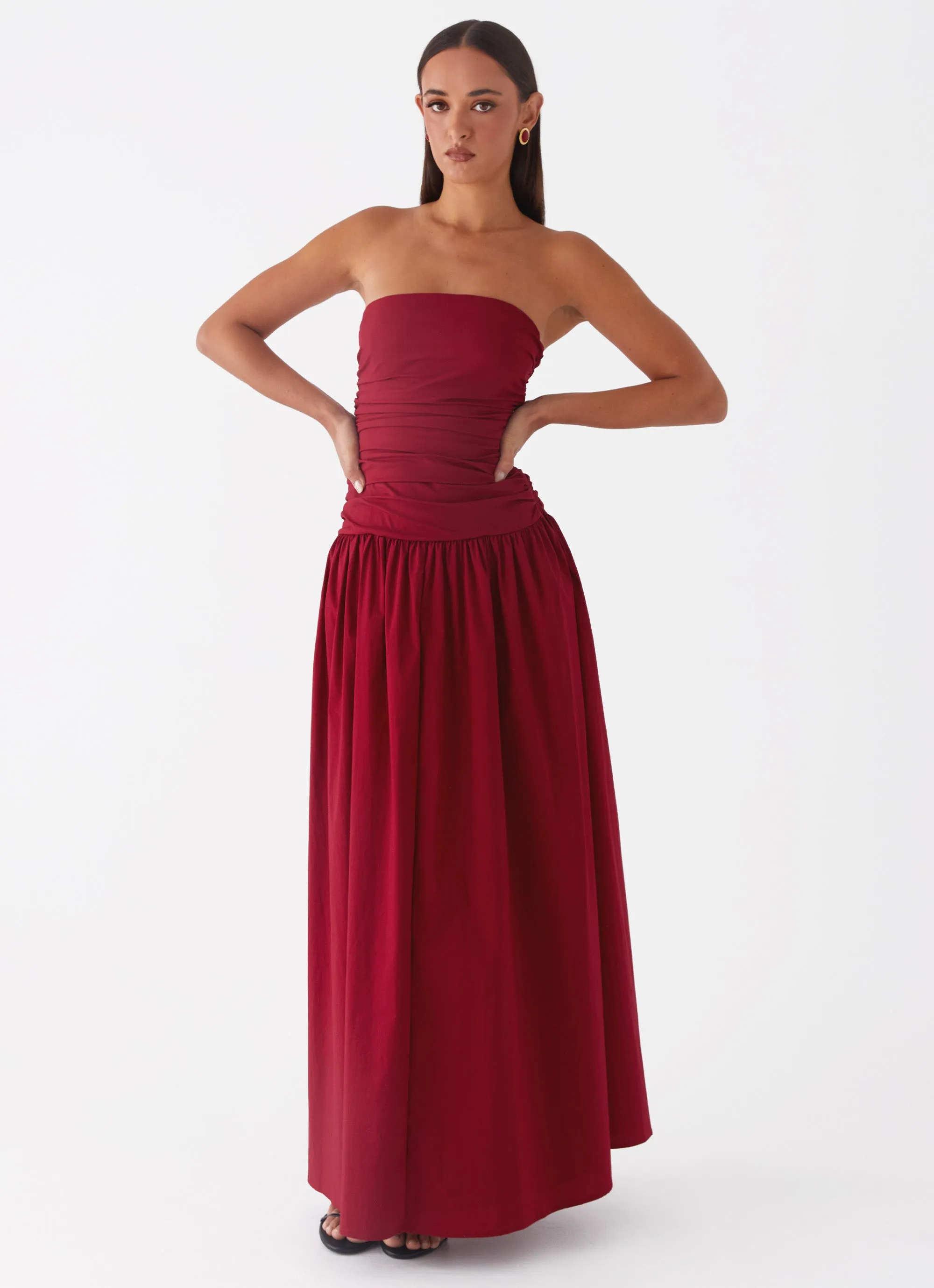 Lazy Pick Carmel Maxi Dress - Merlot