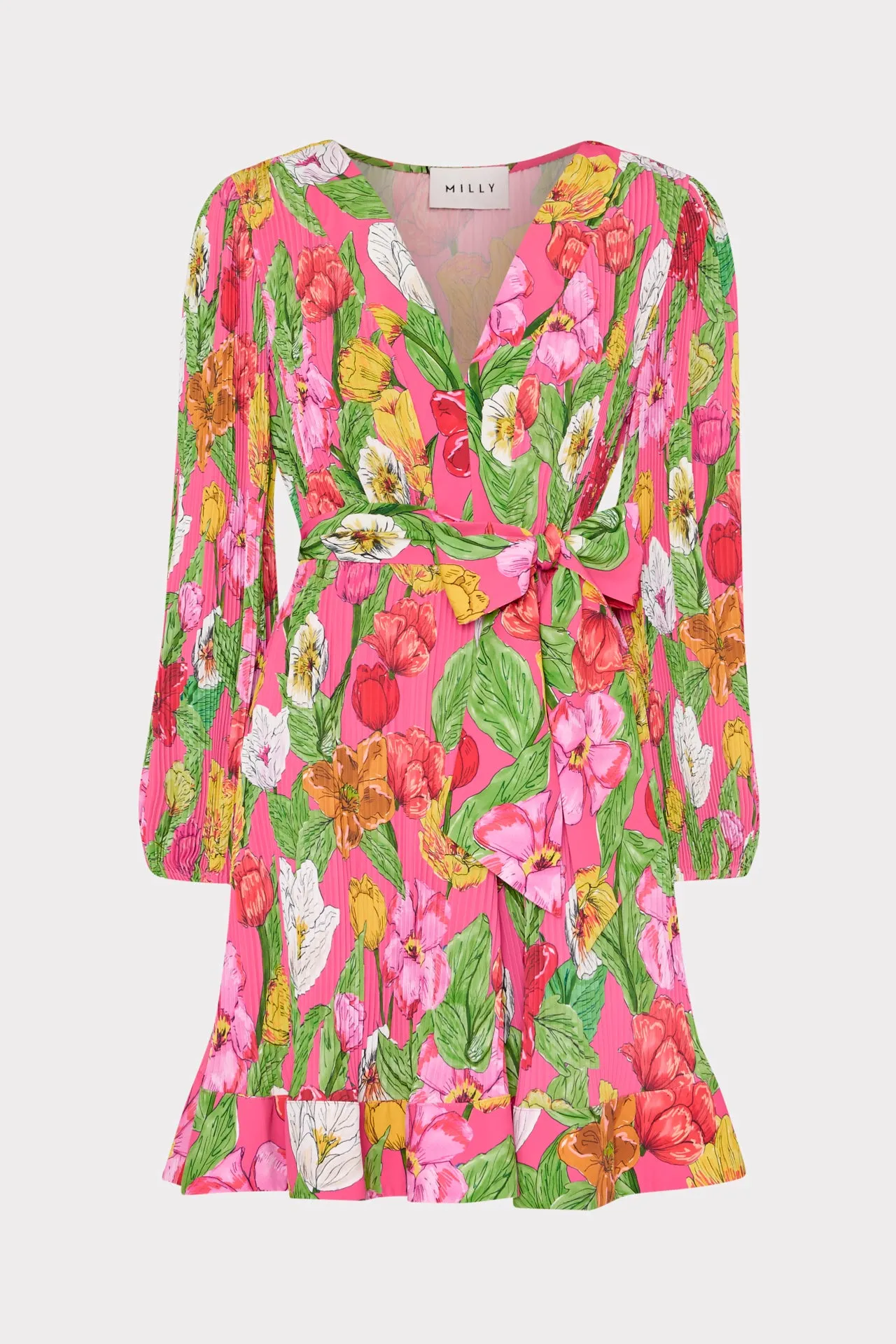 Influencer-Style Liv Tulip Rosette Pleated Dress