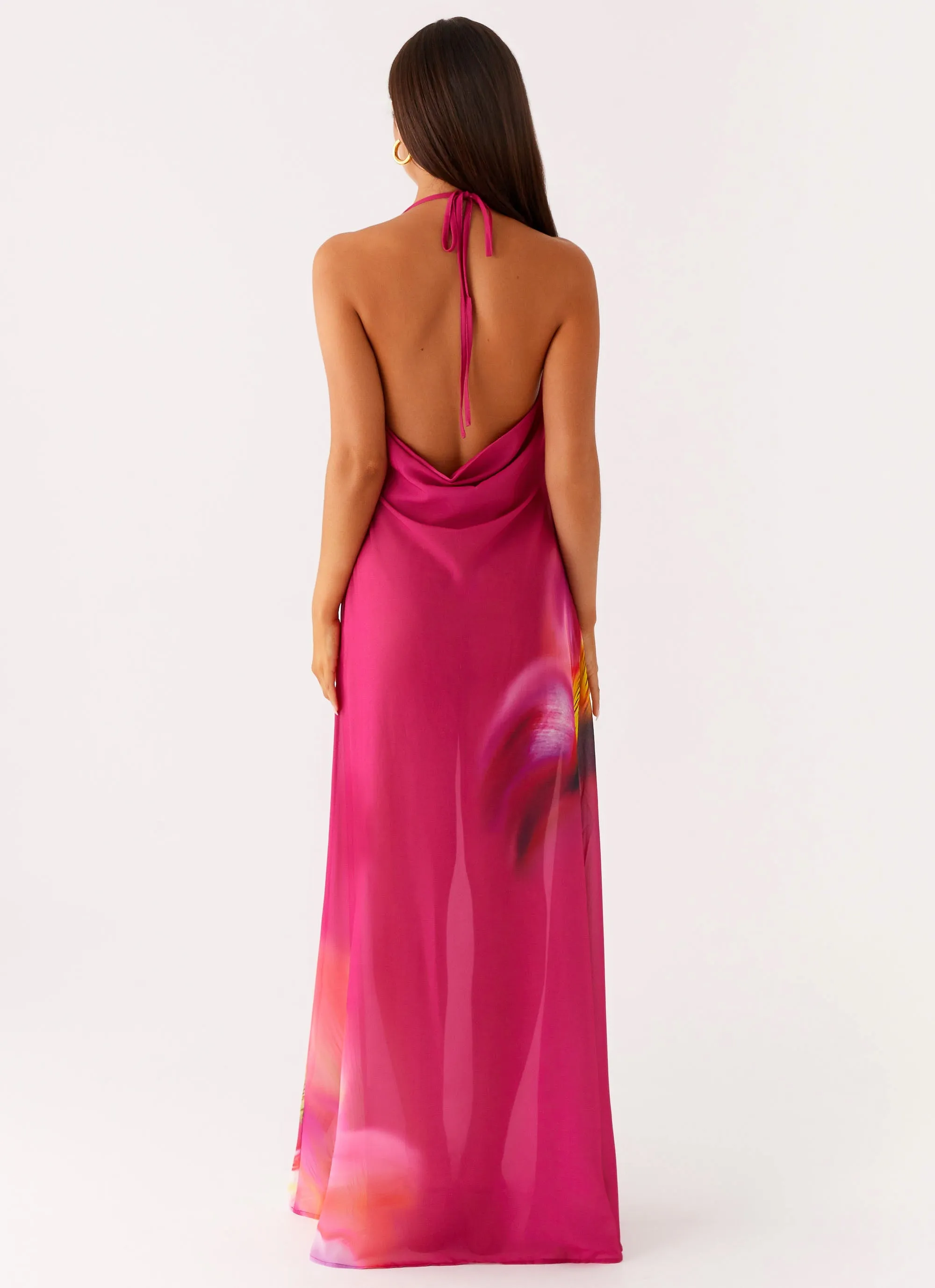 Fantasy Maxi Dress - Pink Tropical Comfort Stretch Relaxed Layers