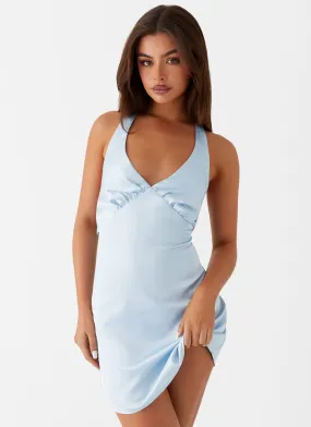 Budget Friendly Heavy Hearted Mini Dress - Blue