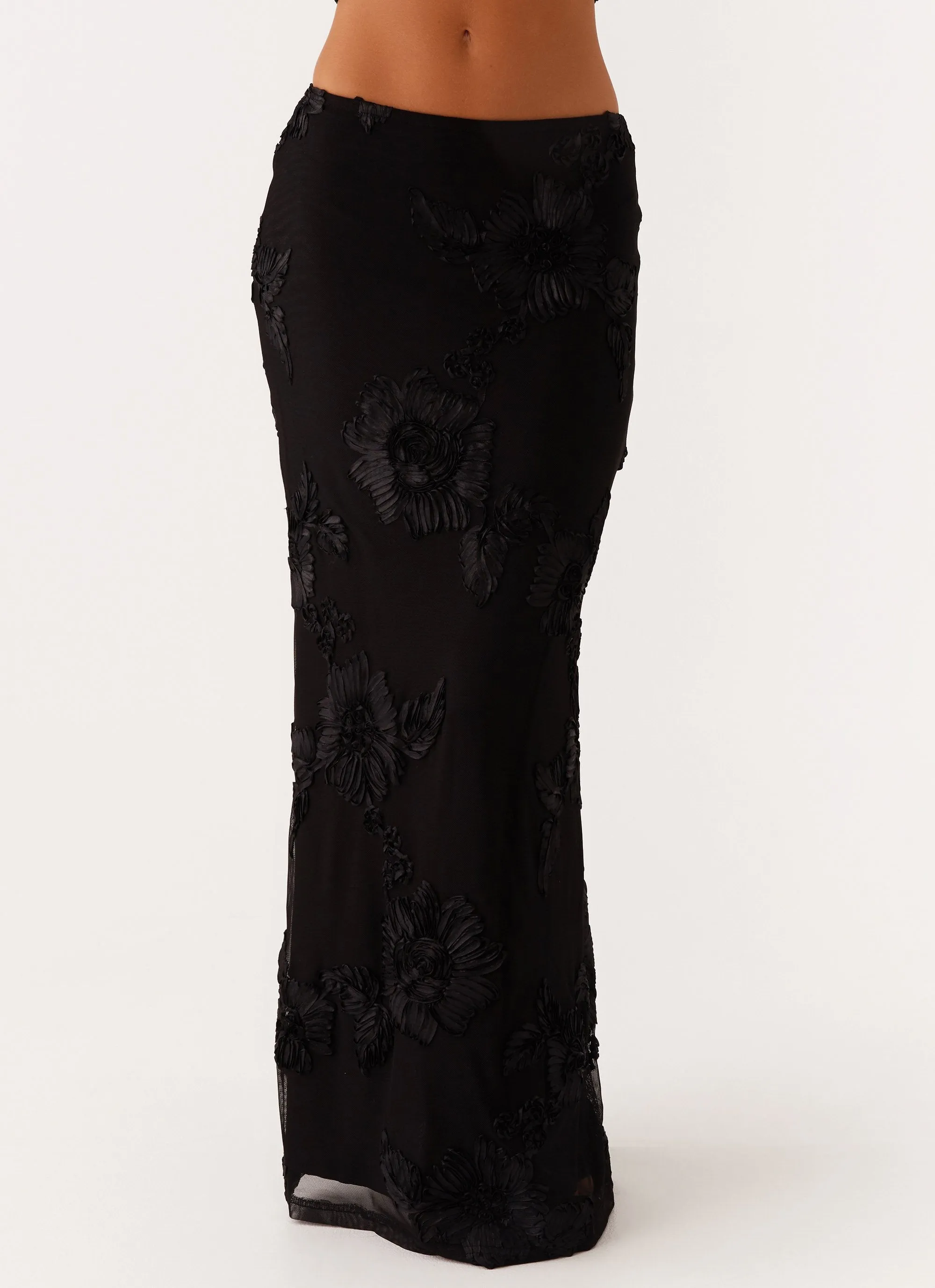 Radiate Maxi Skirt - Black Elastic hem