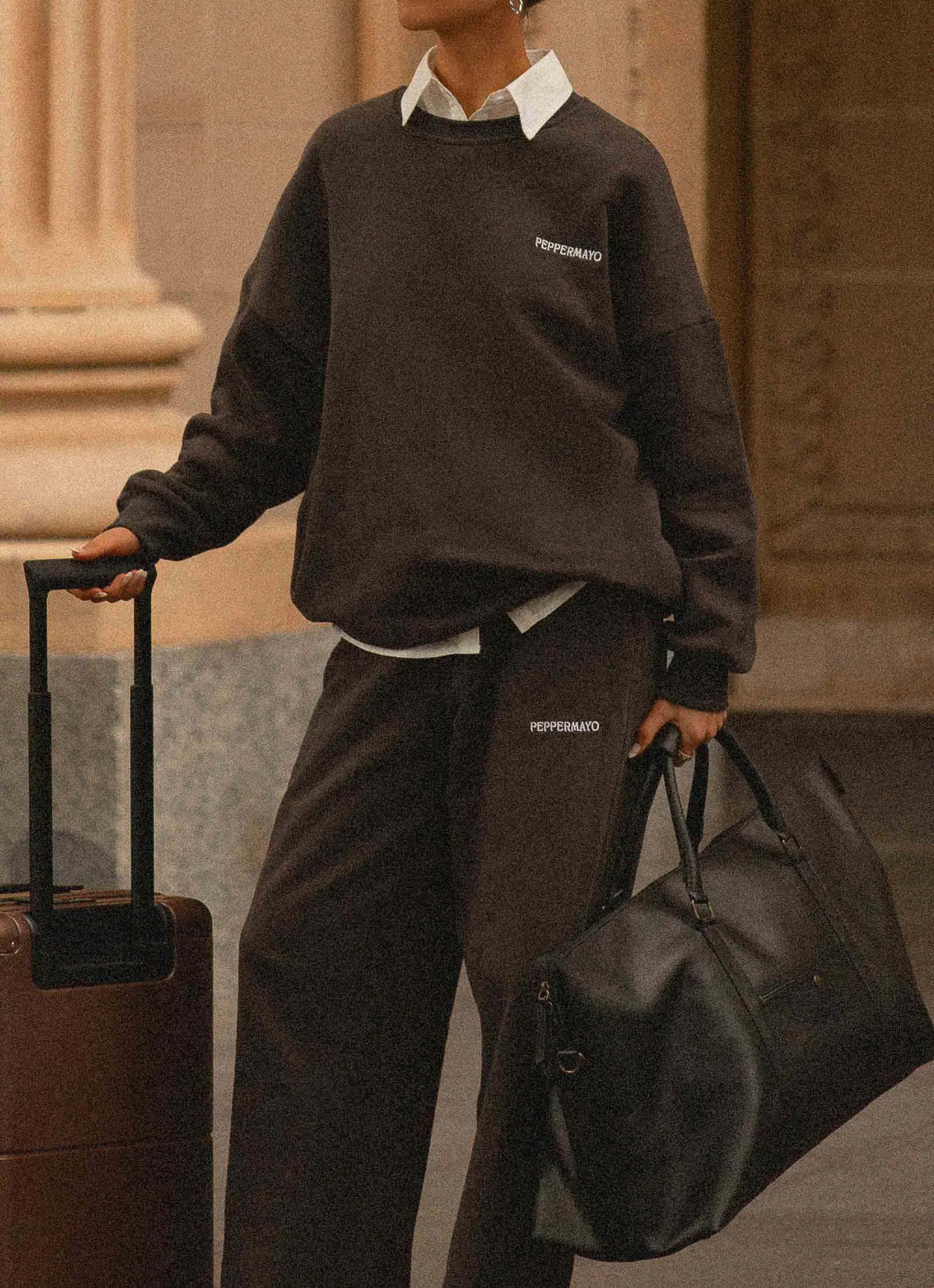 Rayon drape Signature Sweatpants - Charcoal