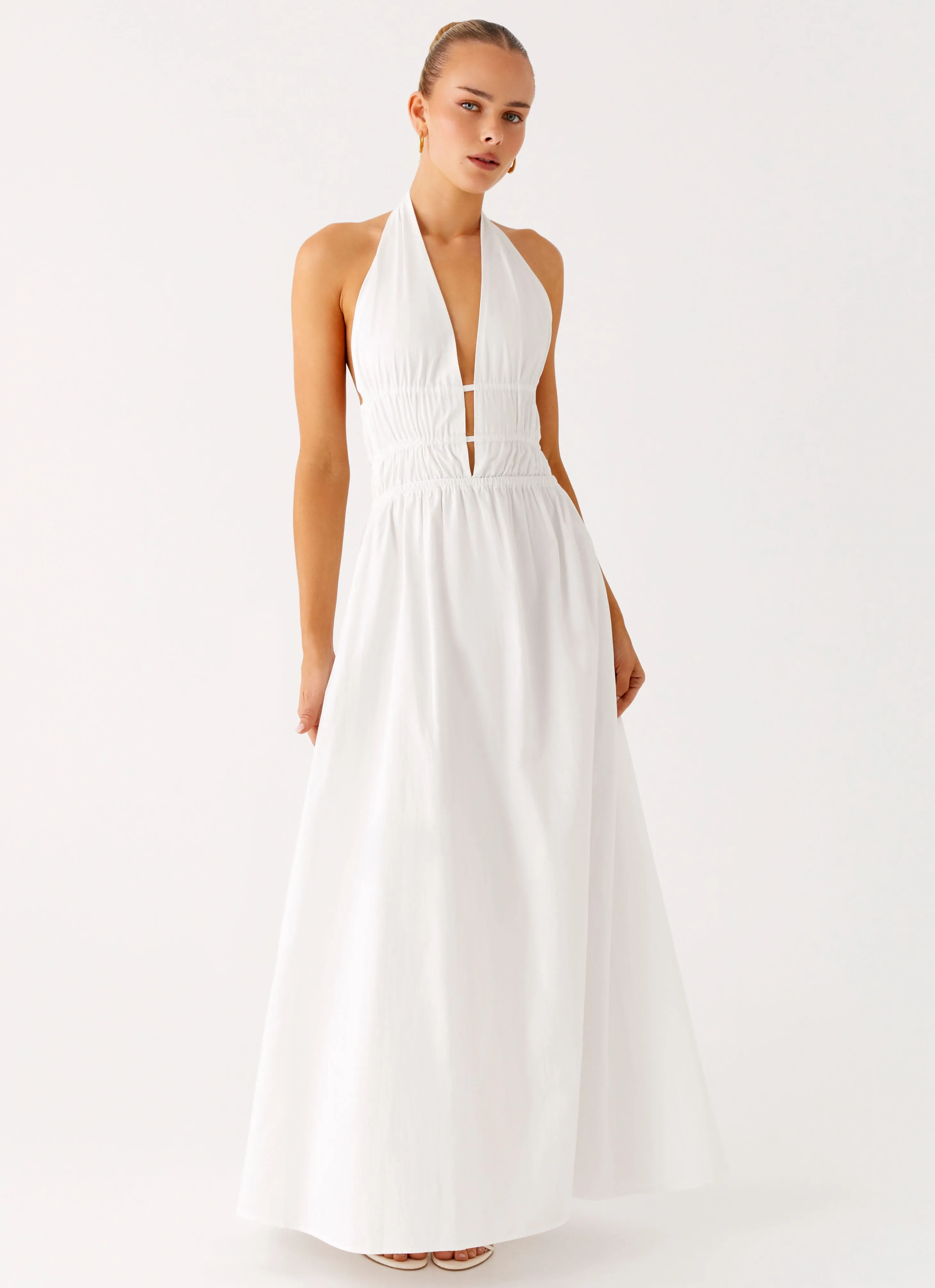 Modern Motion Figaro Halter Maxi Dress - White