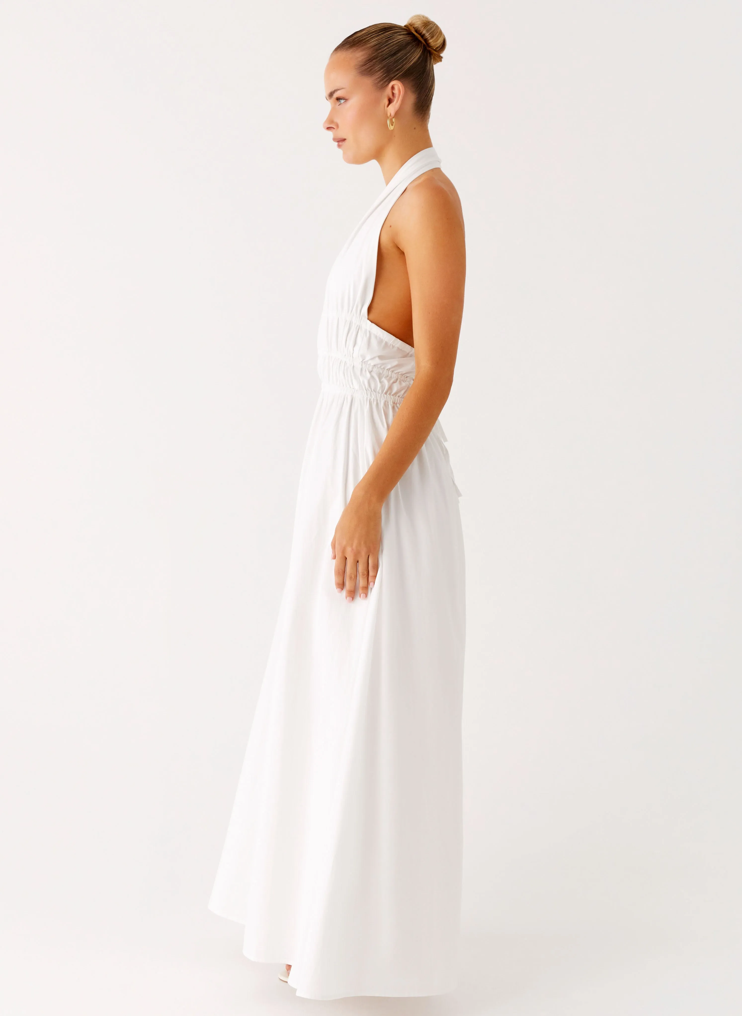 Casual Comfort Figaro Halter Maxi Dress - White