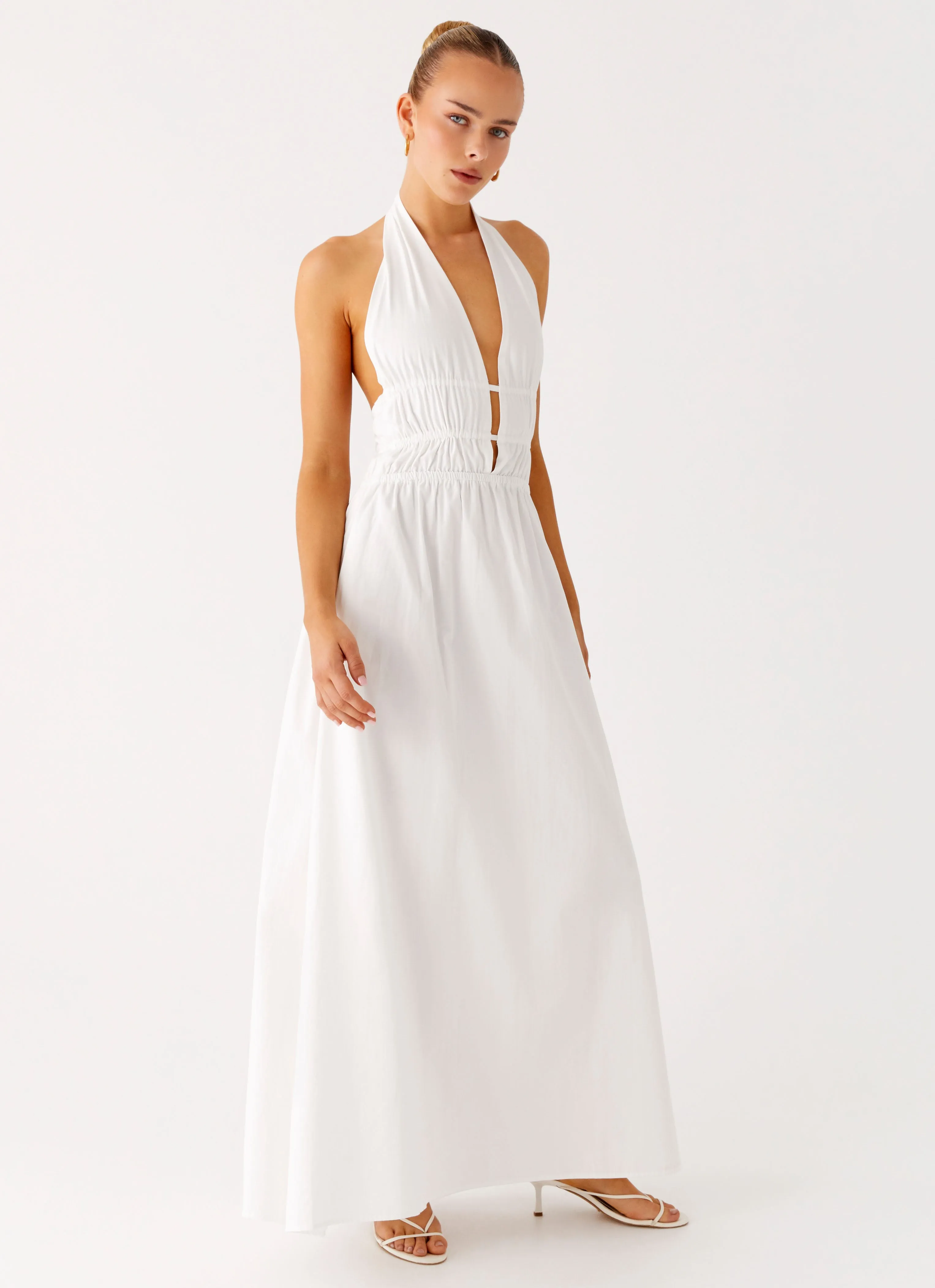 Figaro Halter Maxi Dress - White Warranty-Included