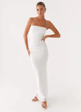 Paxton Beaded Maxi Dress - White Chilly Weather Layer