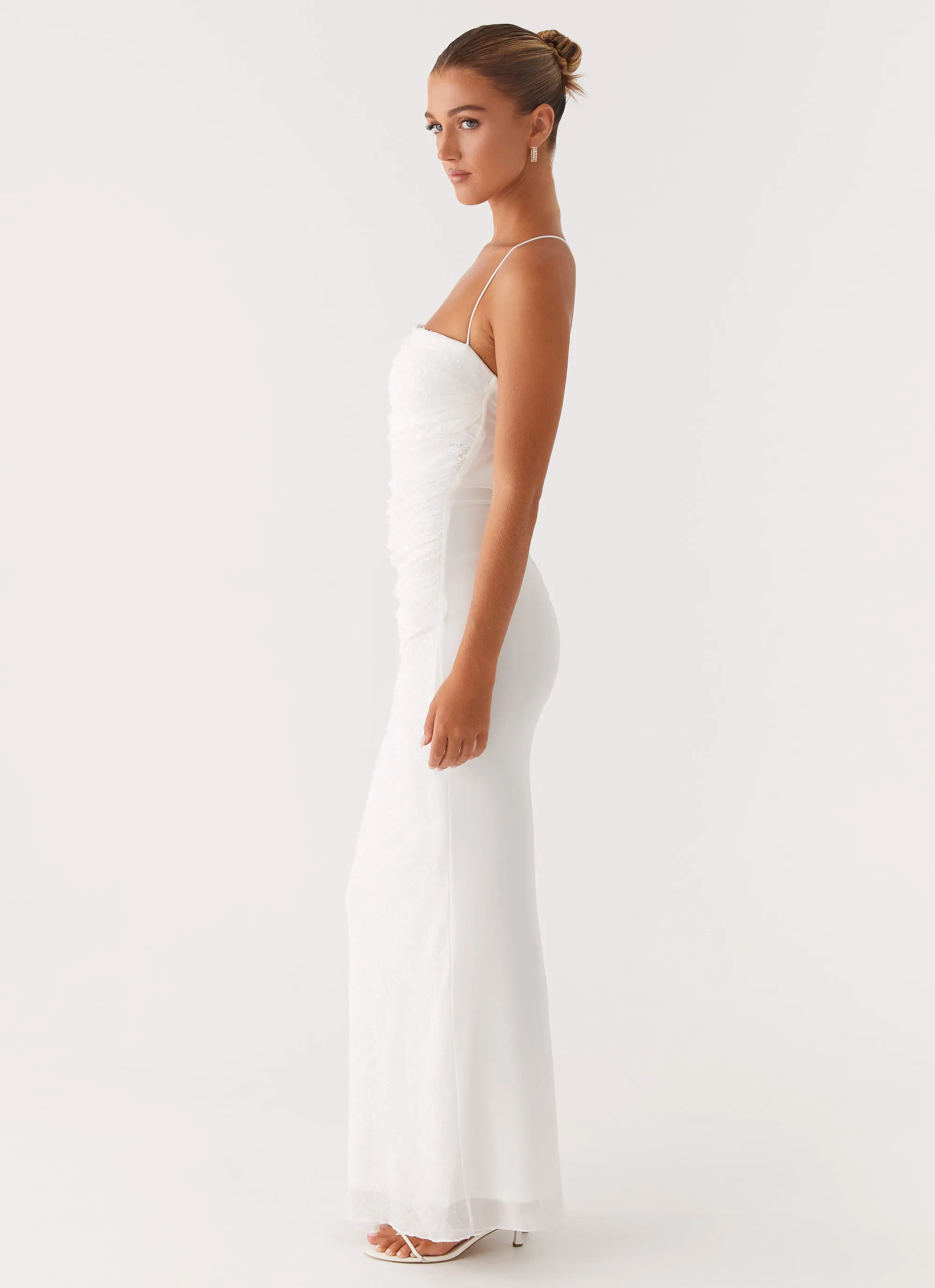 Fresh Aesthetic Smart Layer Wear Paxton Beaded Maxi Dress - White