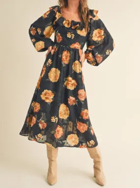 Vibe Choice Simple Style Angela Black Floral Dress