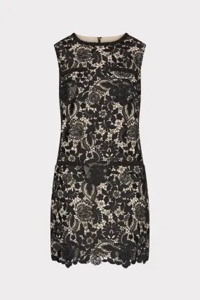 Puff-Sleeve 3D Garden Lace Sleeveless Mini Dress