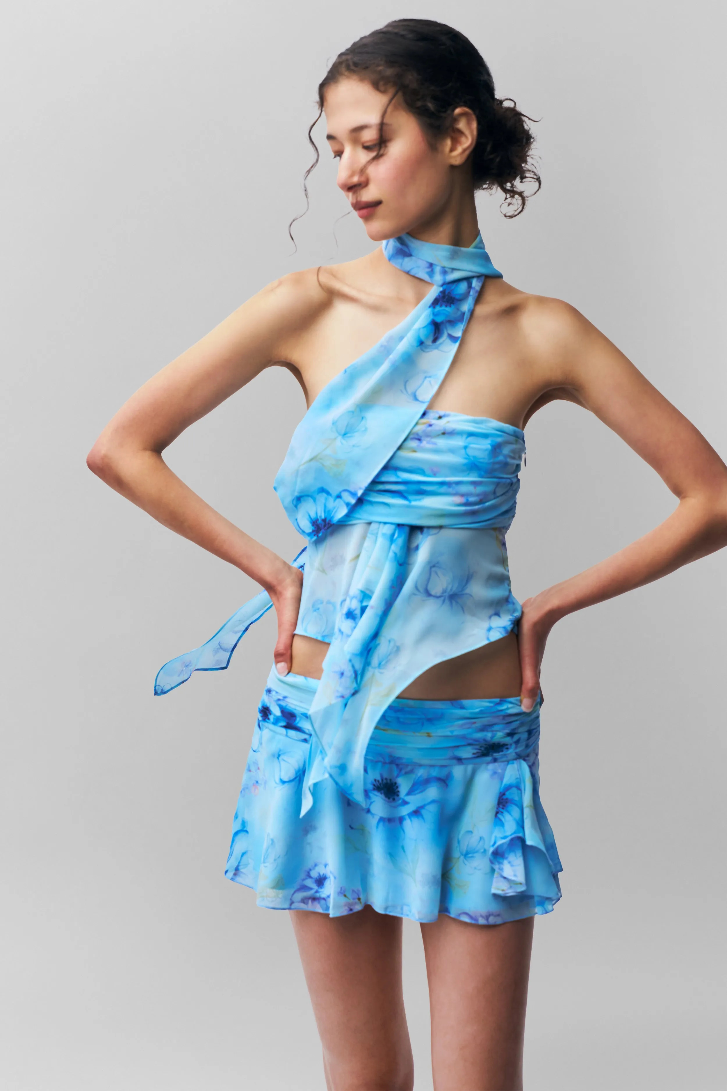 Wrinkle Resistant Textile Chiffon Wrap Around Top