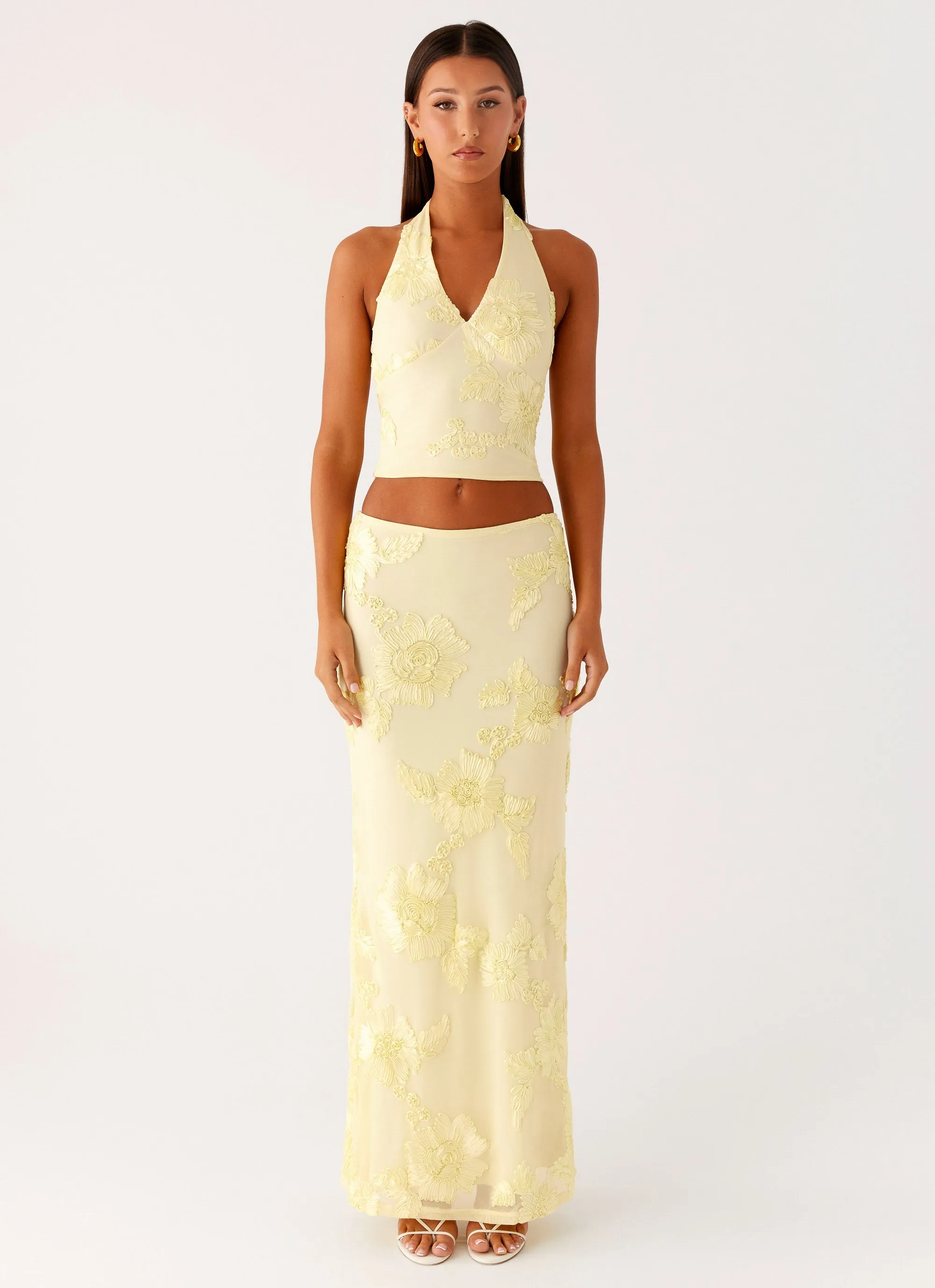 Radiate Halterneck Top - Yellow Quick-Dry Fabric
