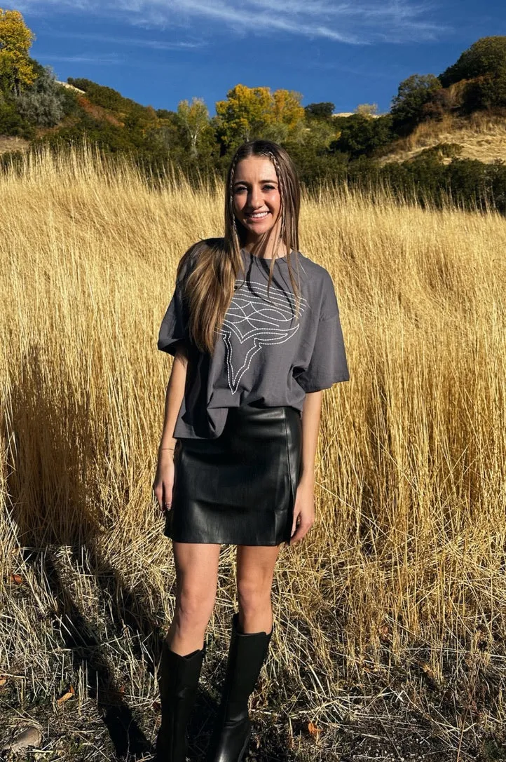 Longhorn Stitch Crop Tee - FINAL SALE Recycled Polyester Fabric Snag Free Fabric