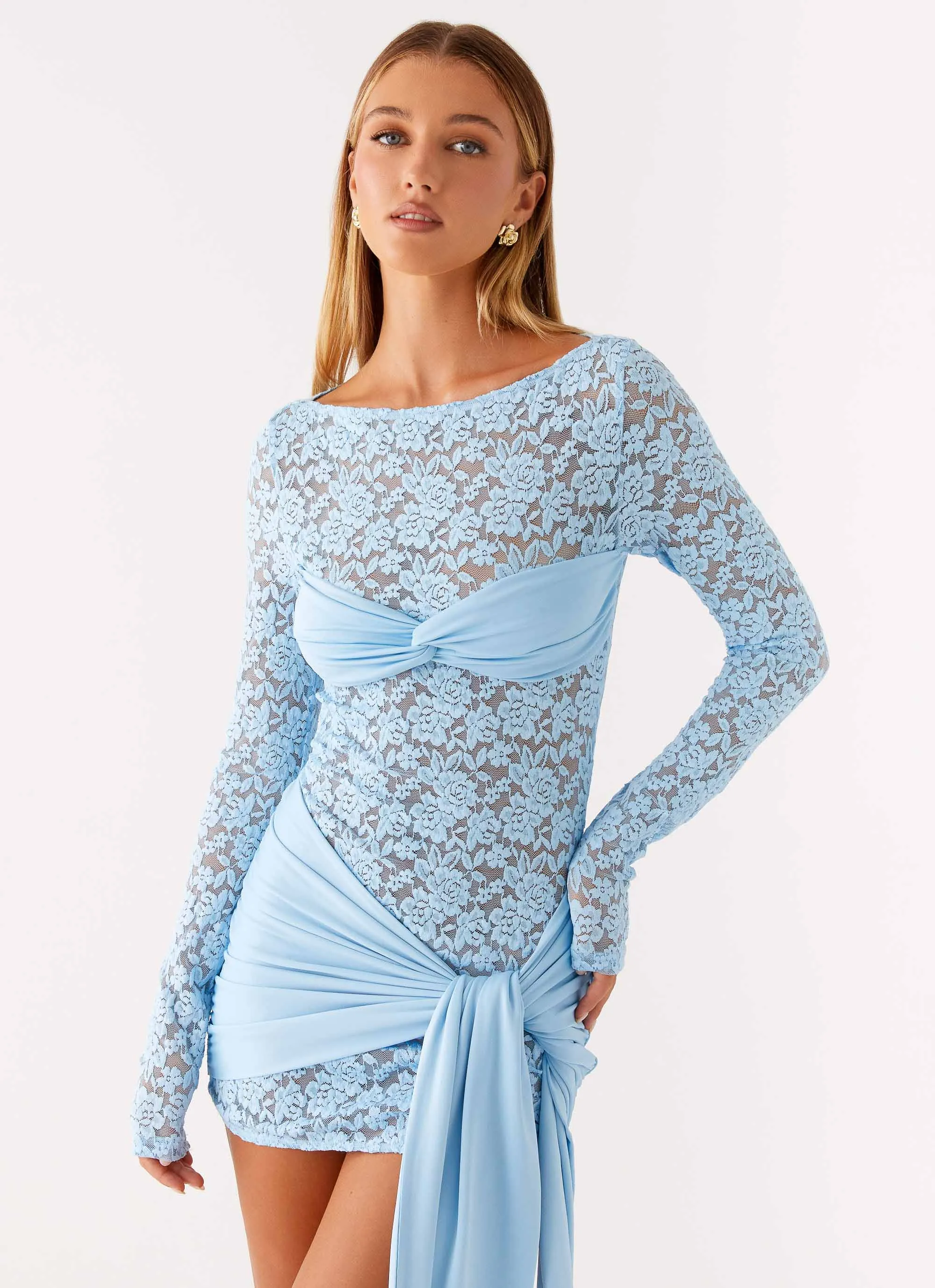 Consie Long Sleeve Mini Dress - Pale Blue Chill Tones Multi Purpose