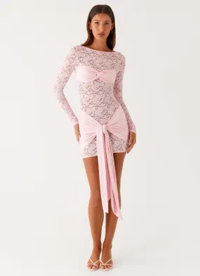 Consie Long Sleeve Mini Dress - Pink Blush Glow