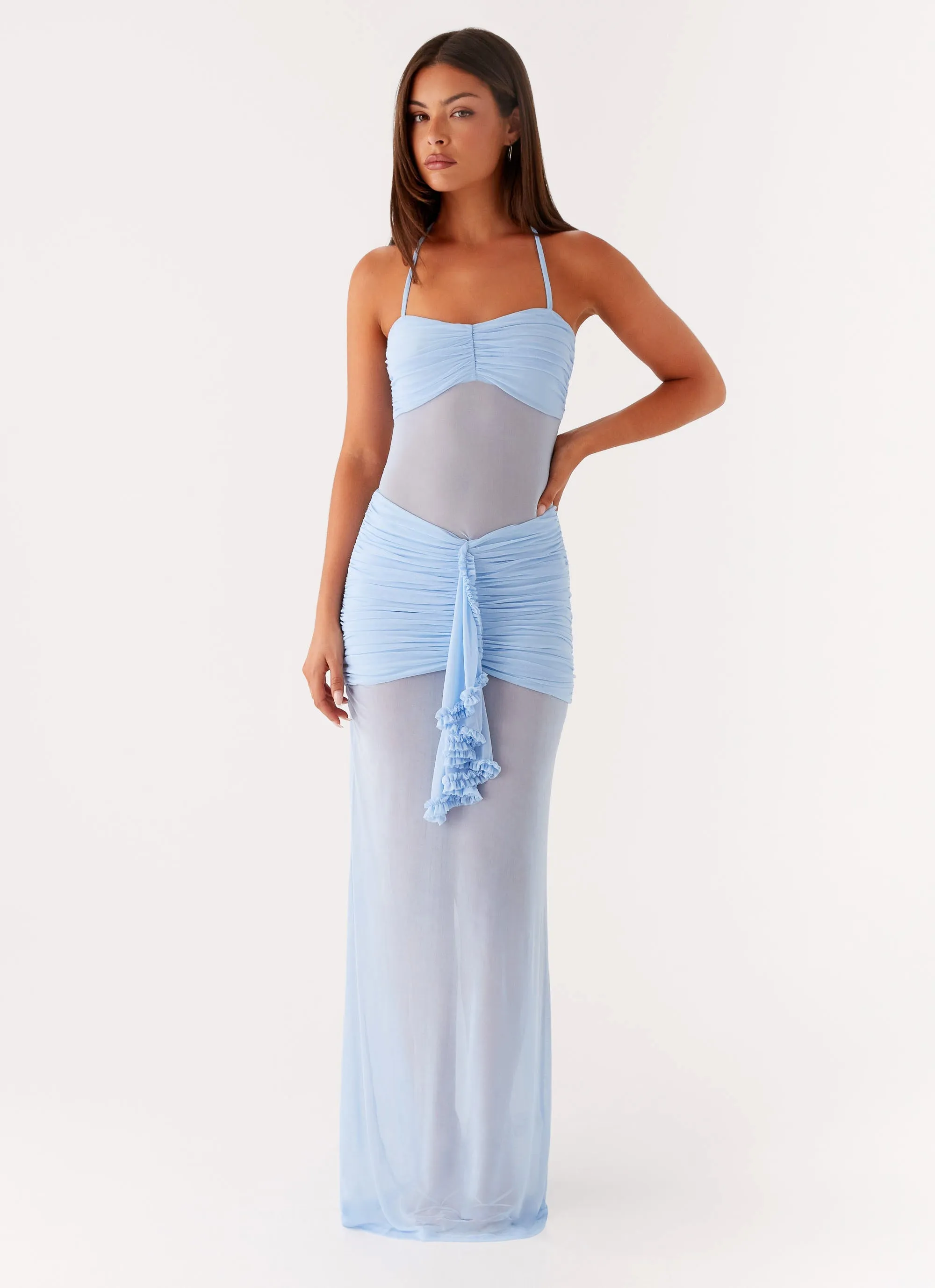Sleek Movement Lily Halter Maxi Dress - Blue