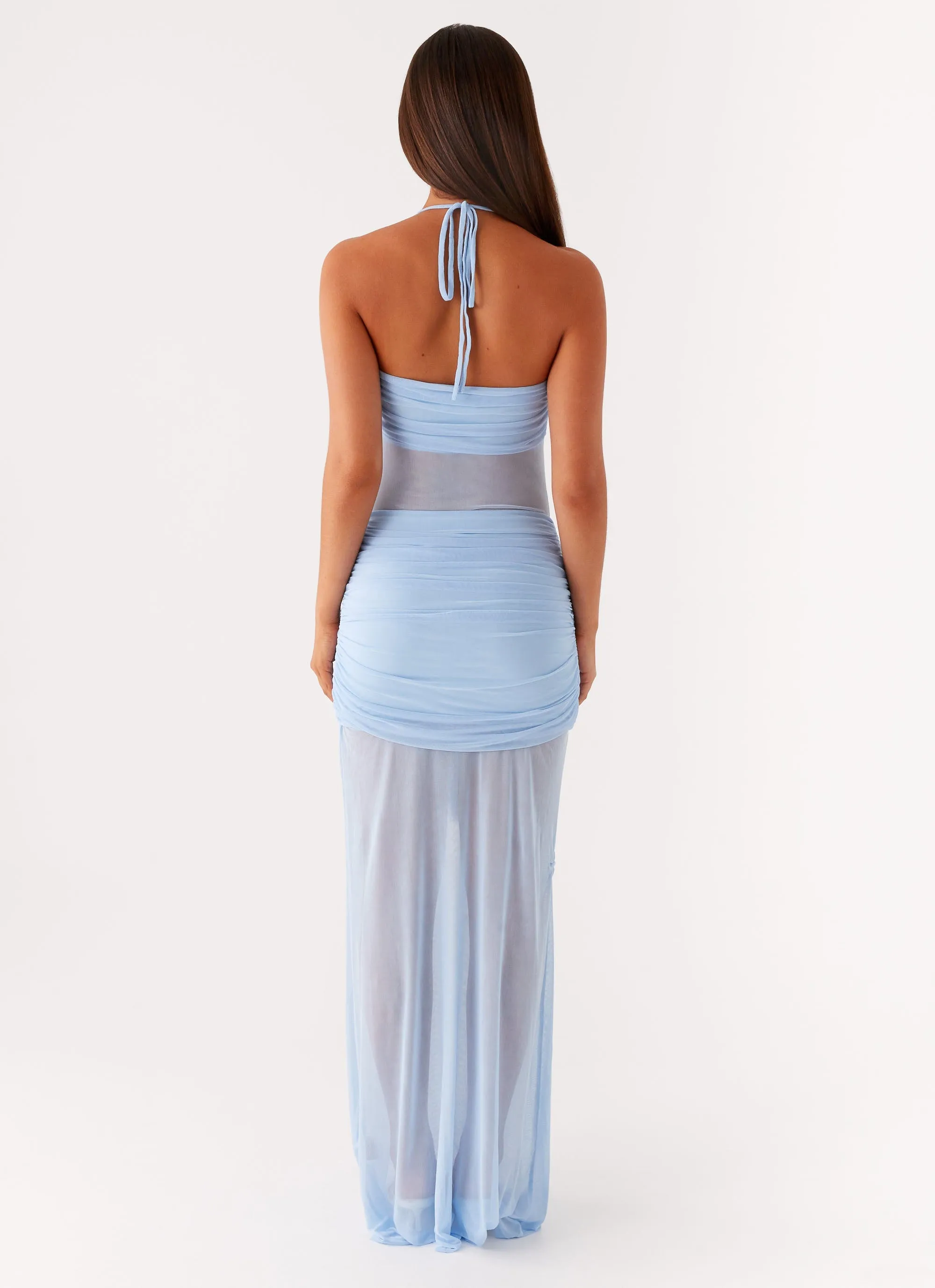 Lily Halter Maxi Dress - Blue Texture Glow