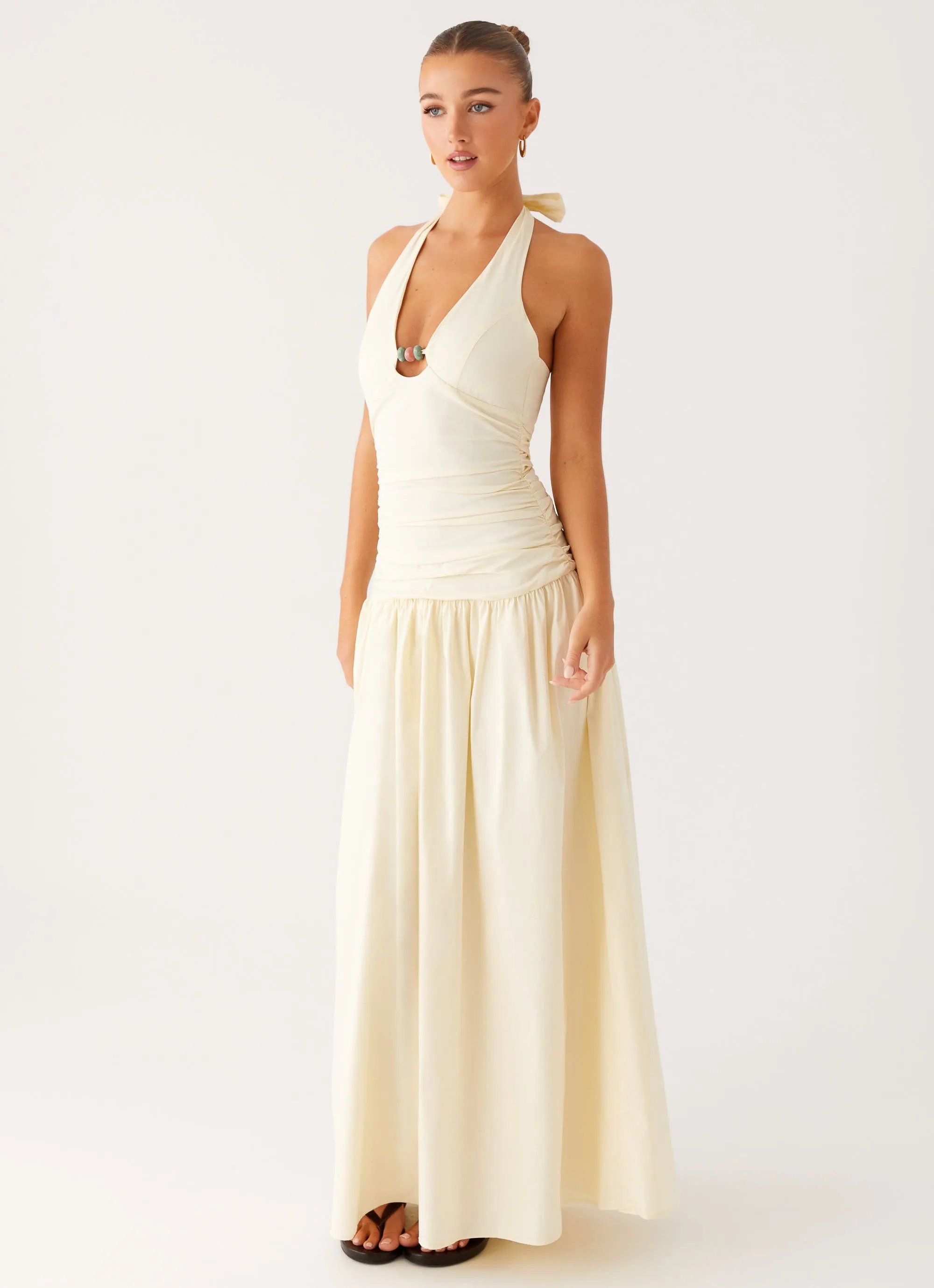 Val Maxi Dress - Lemon MultiPurposePockets Abrasion-resistant