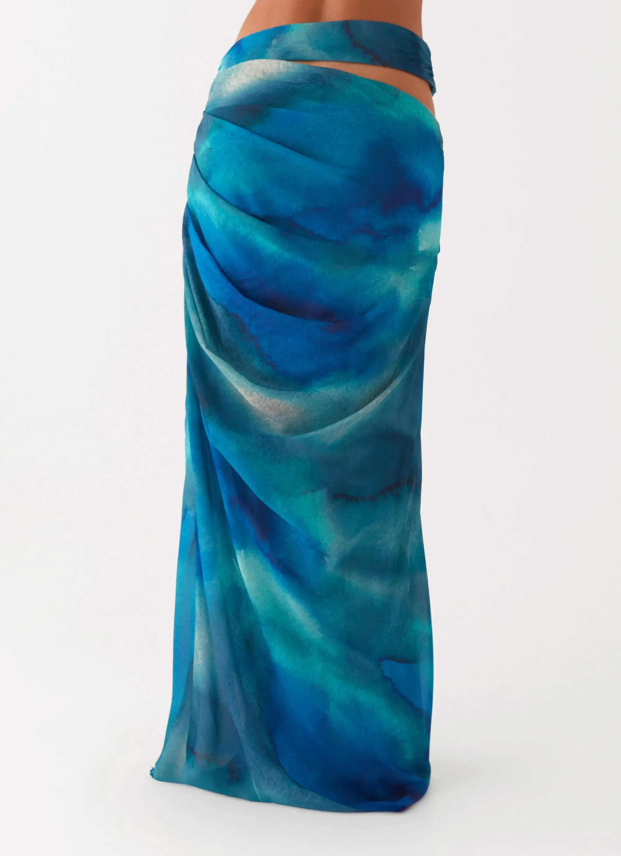 Cool Tone Austin Cut Out Maxi Skirt - Blue Tie Dye