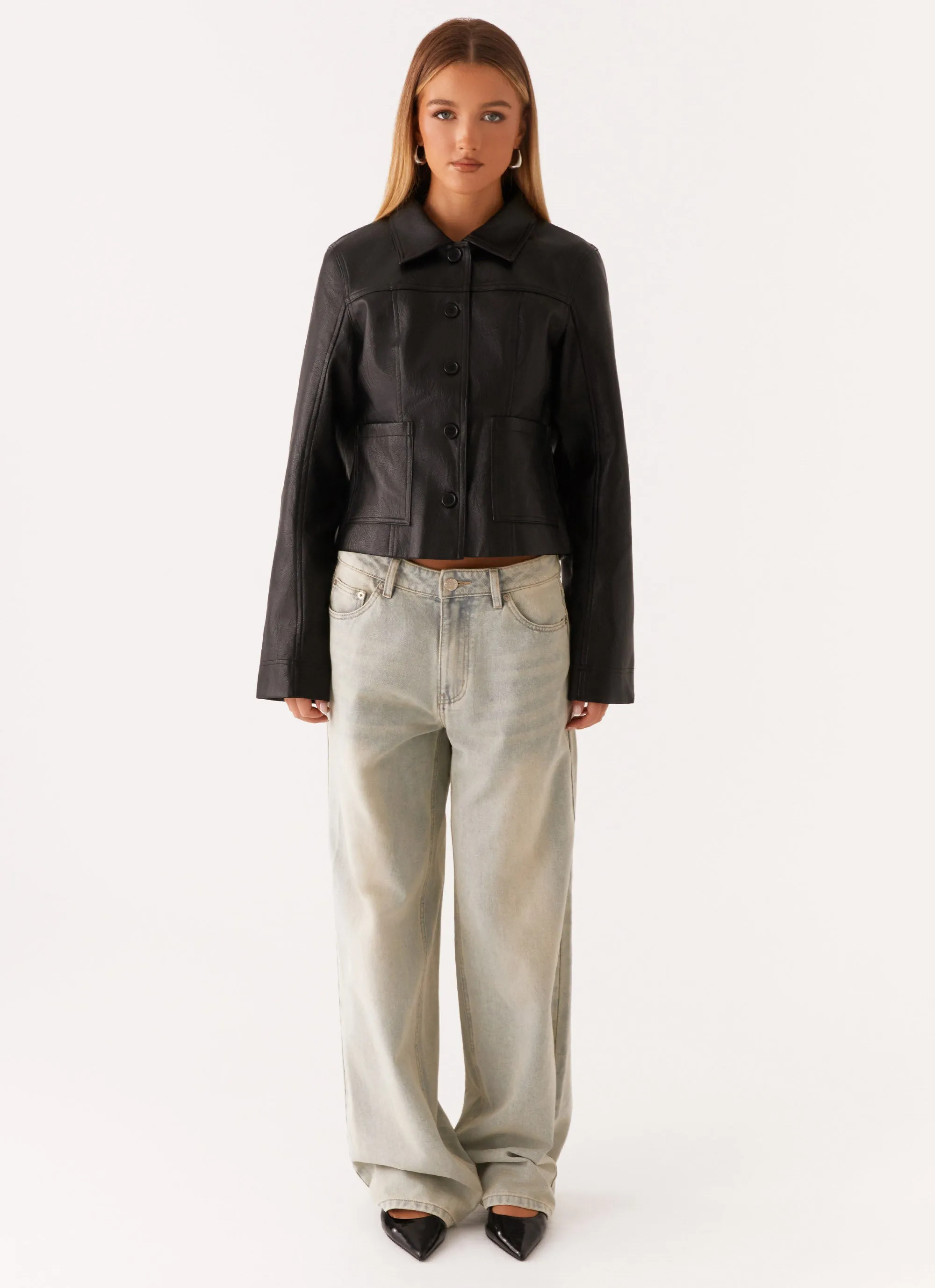 Verona Faux Leather Jacket - Black travel use Bonded Shoulder Guards