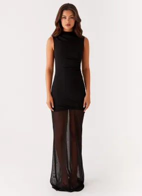 Brunch Tone Fondly Mesh Maxi Dress - Black