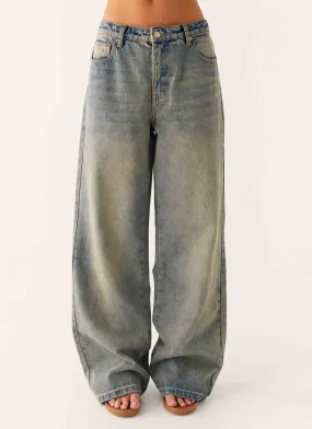 Keanna Low Rise Denim Jeans - Dirty Wash Street Mood