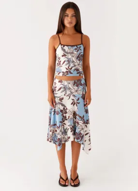 Skye Midi Skirt - Bluewood Blossom Refined Mood
