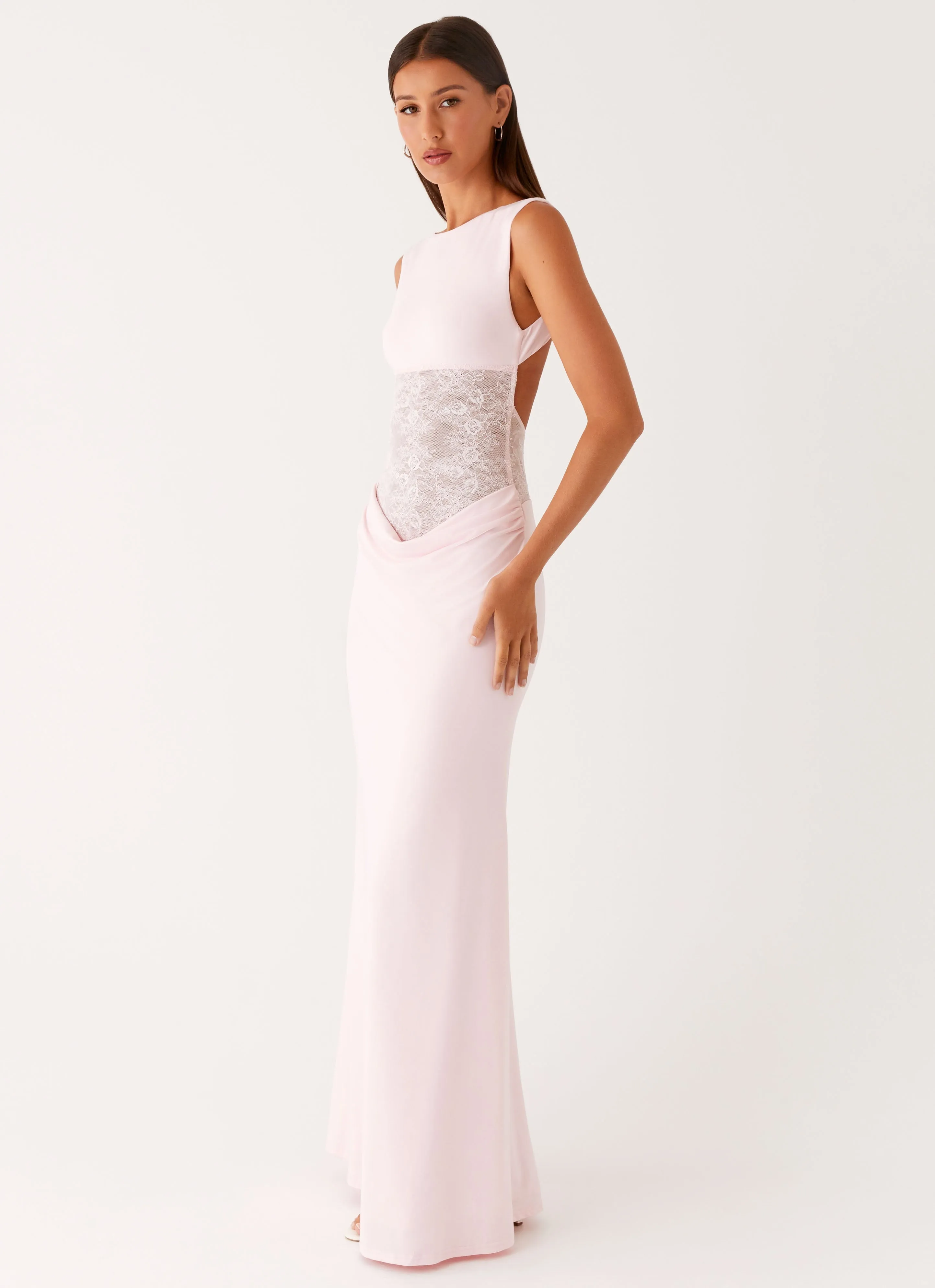 Love Tease Maxi Dress - Baby Pink Light Sheen