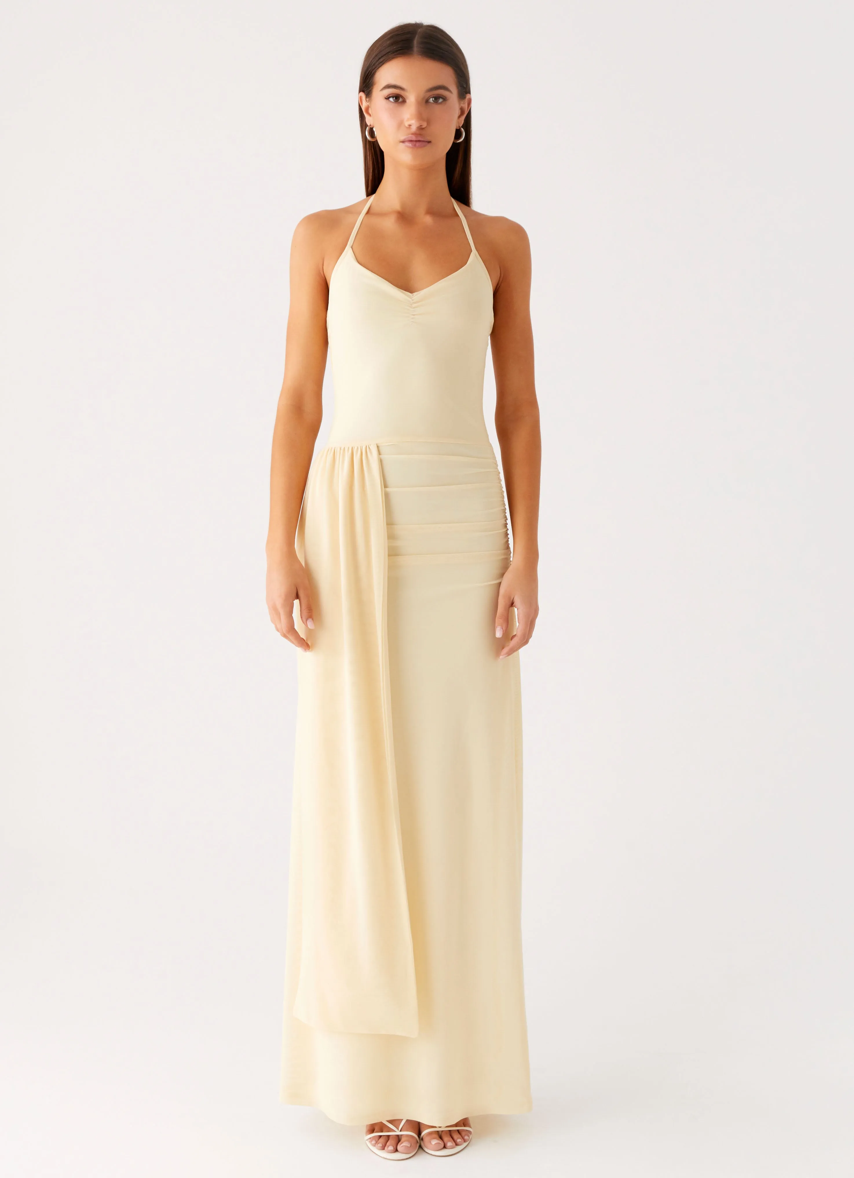 Winter Proof Signal Halter Maxi Dress - Sunny Yellow