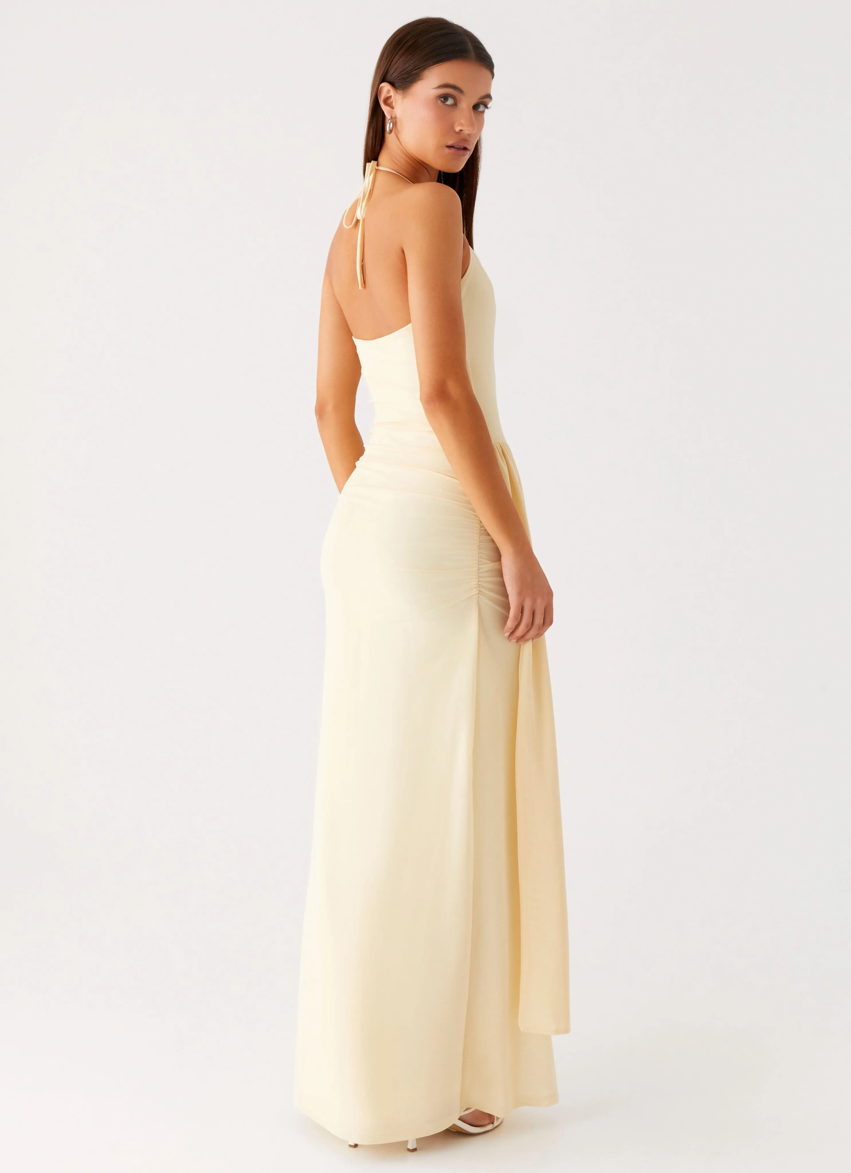 Gentle Drape Signal Halter Maxi Dress - Sunny Yellow