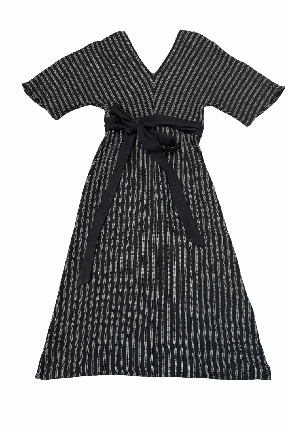 Work Chic Essential Piece Diana Dress in Black 2 Tone Stripe Cotton