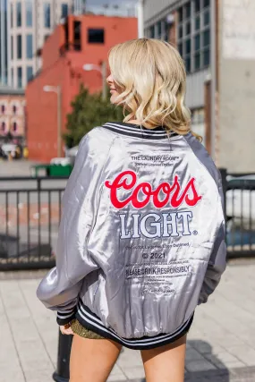 Coors Light Official TM Varsity Jacket - Silver Slim Fit Design