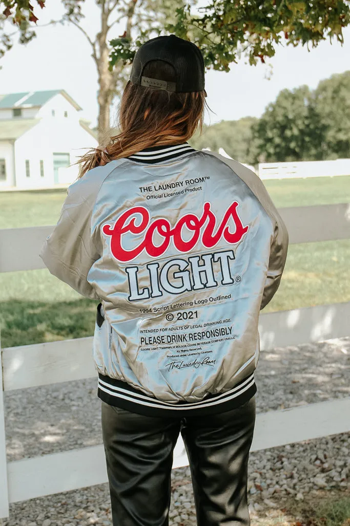 Glove Compatible Cuffs Coors Light Official TM Varsity Jacket - Silver