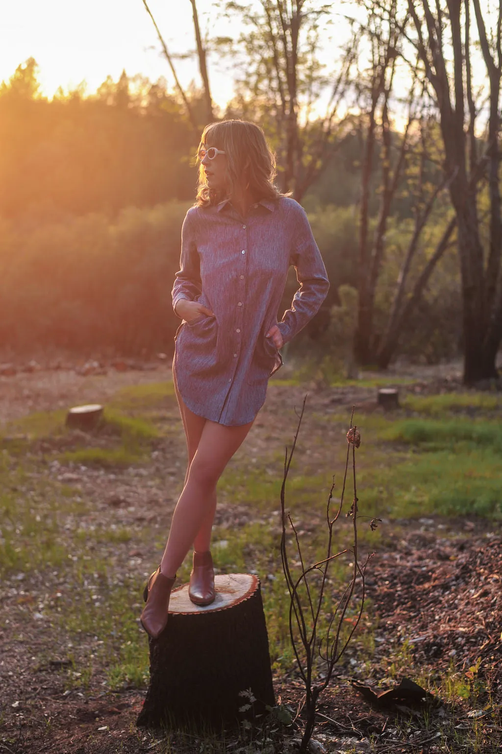 Chic and Elegant Cora Cover Up in Heatherd Stone Linen