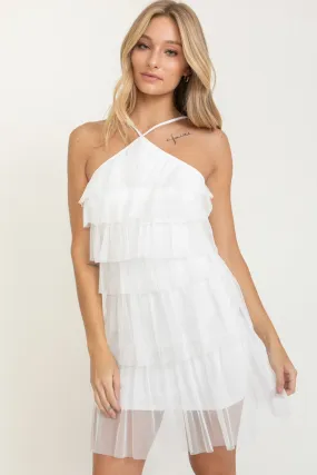 Versatile Touch Smart Layer Selena Ruffle Dress - White