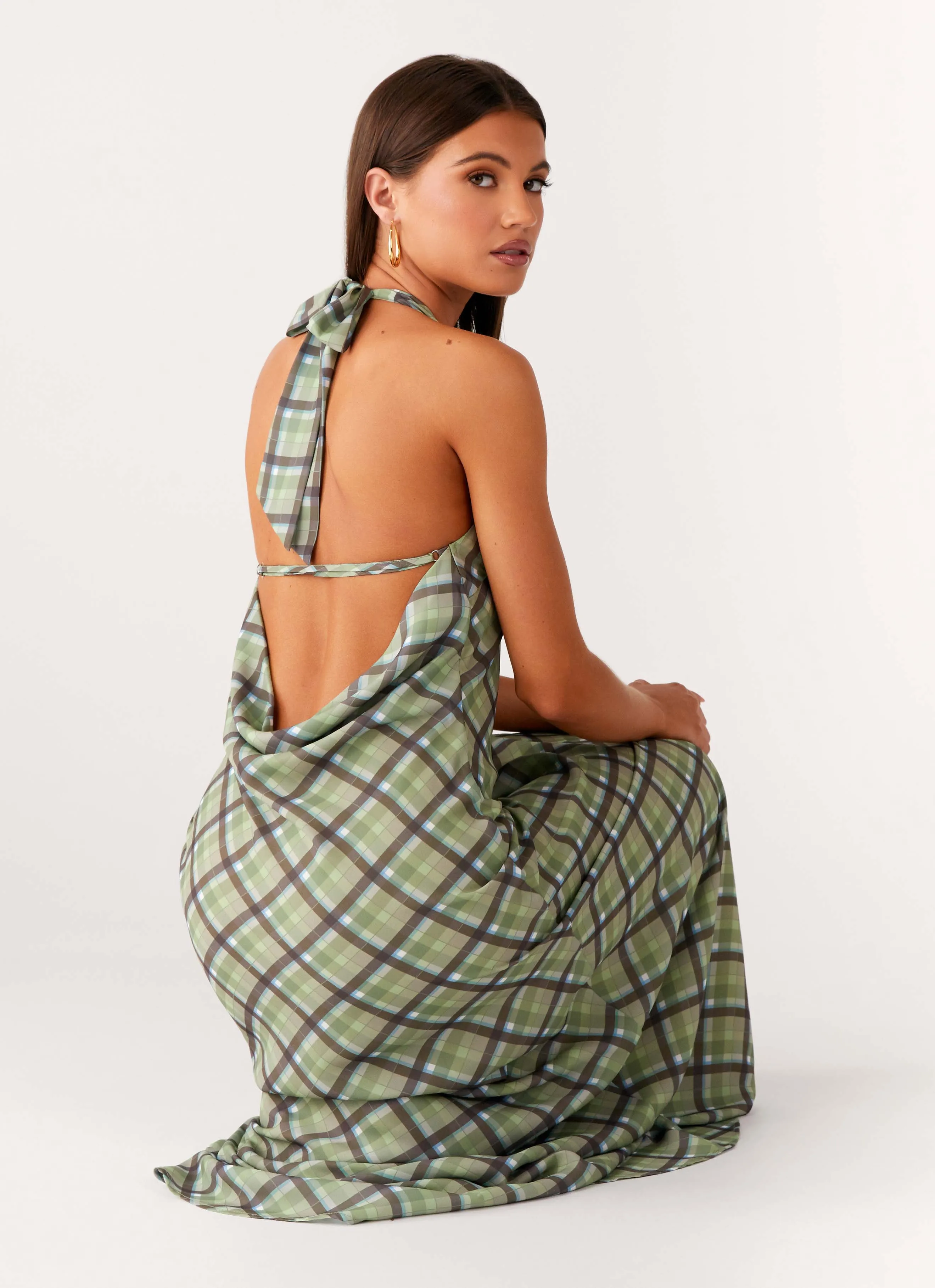 Coralie Maxi Dress - Cedar Check Flowing Fit