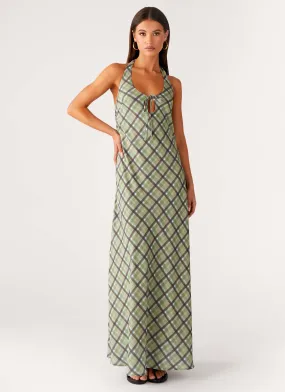 Coralie Maxi Dress - Cedar Check Square Neck