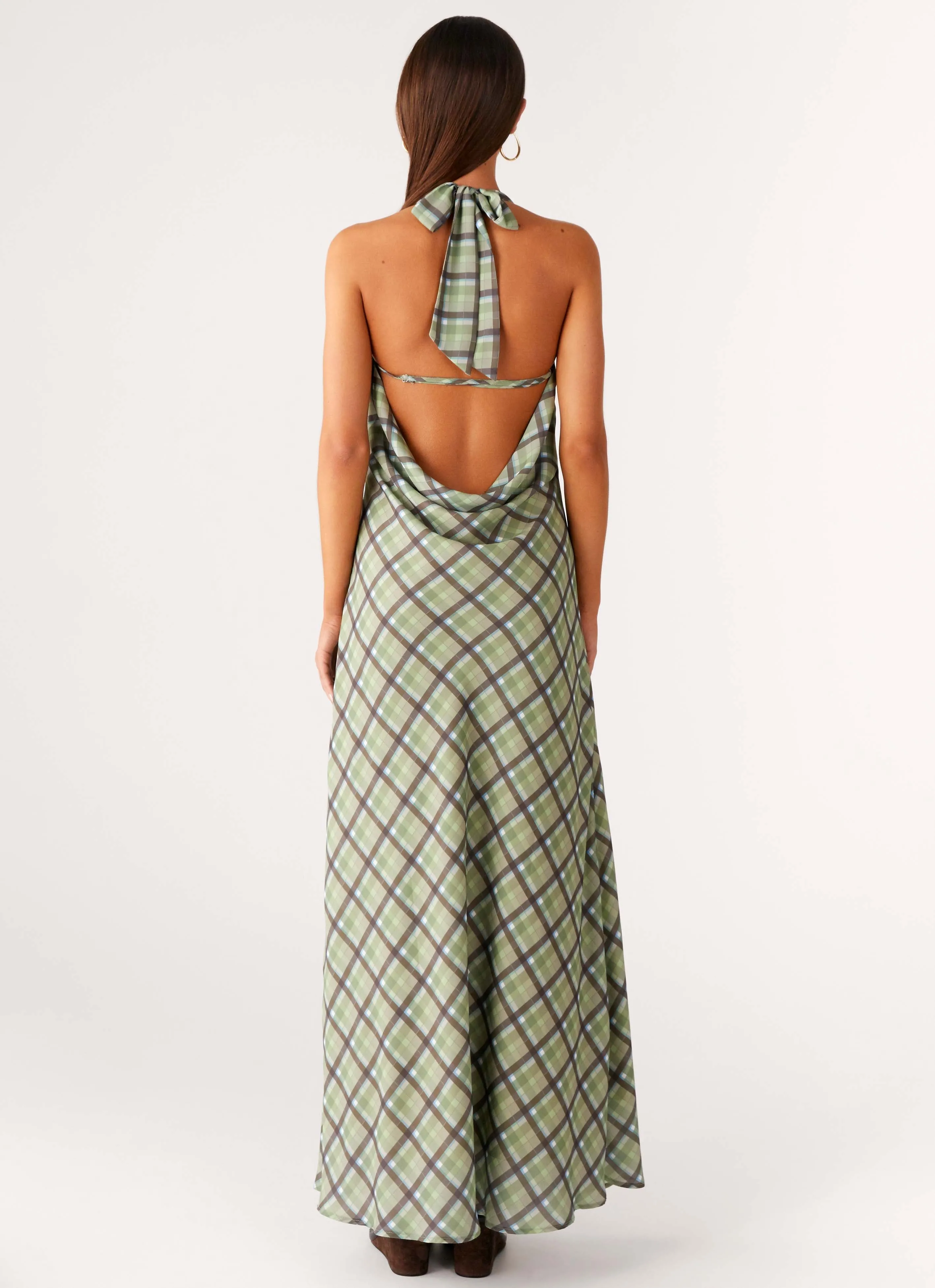 Coralie Maxi Dress - Cedar Check Sunset Glow