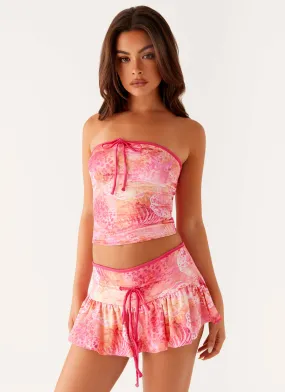 Silicone Print Detail Antibacterial Fabric Corbin Tube Top - Flamingo Fling