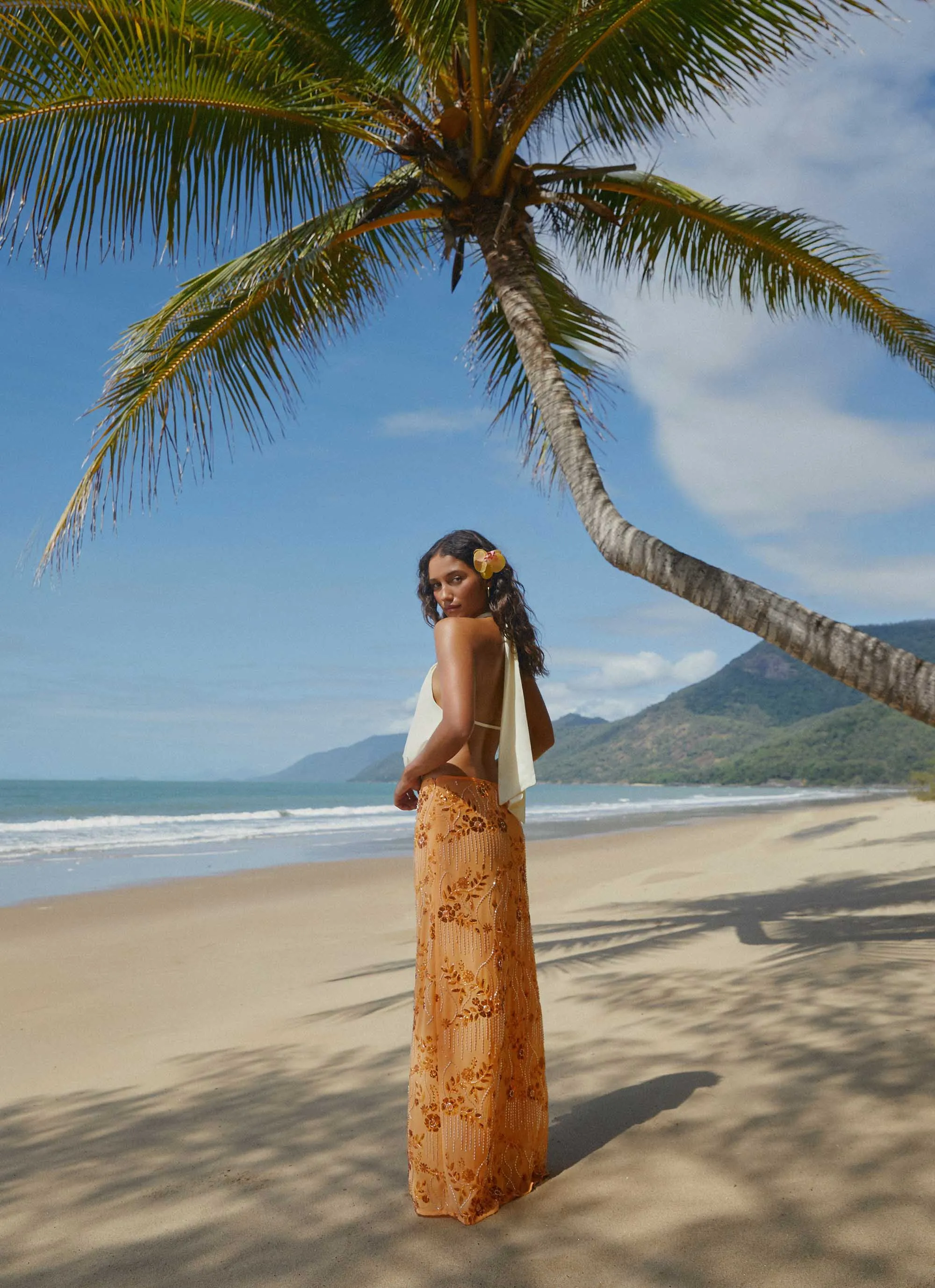 Corinna Low Rise Sequin Maxi Skirt - Orange Style Layering