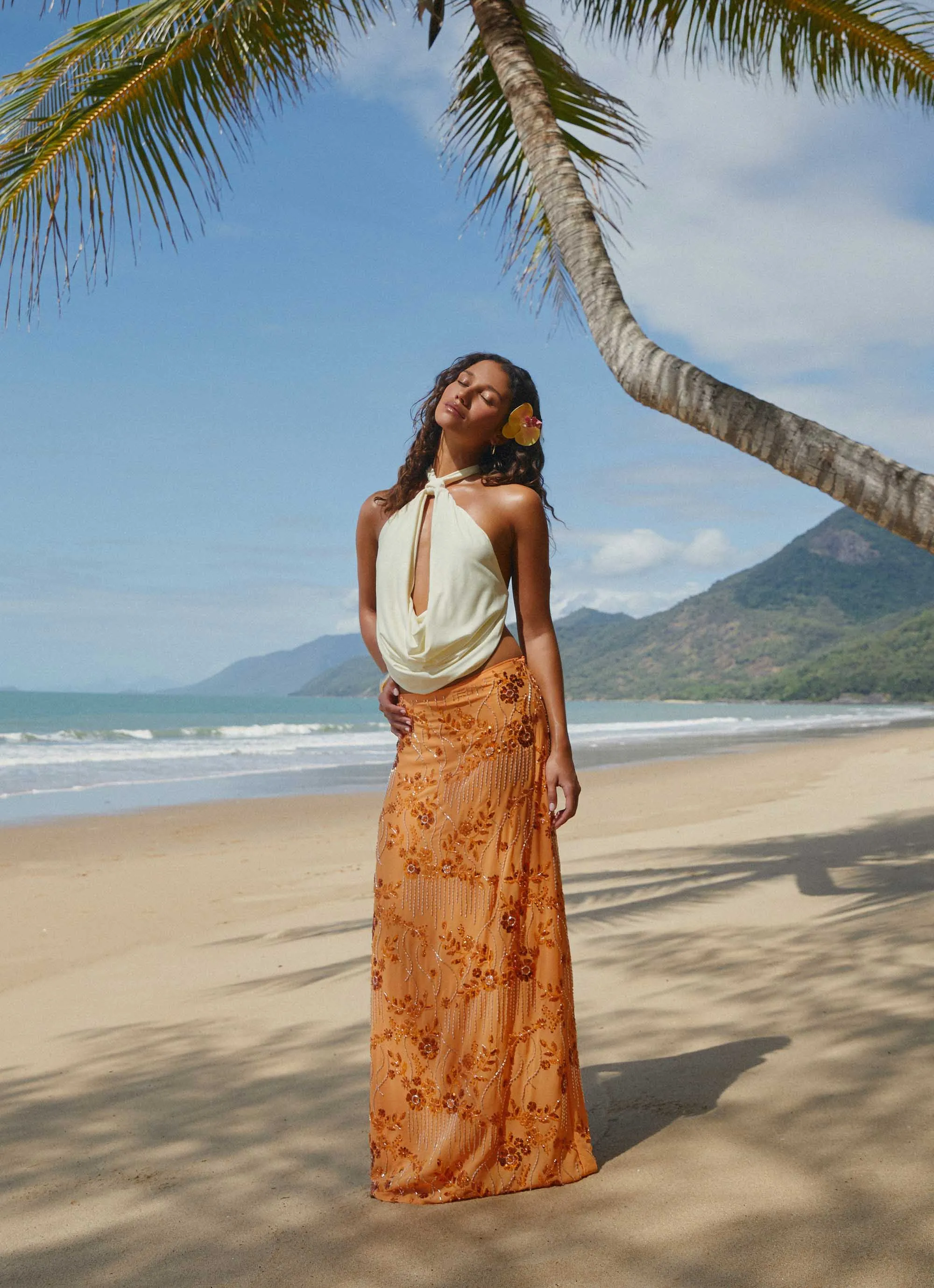 Fit Choice Corinna Low Rise Sequin Maxi Skirt - Orange