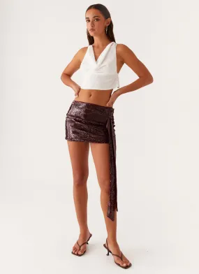 Pastel Colors Cosmopolitan Sequin Mini Skirt - Maroon