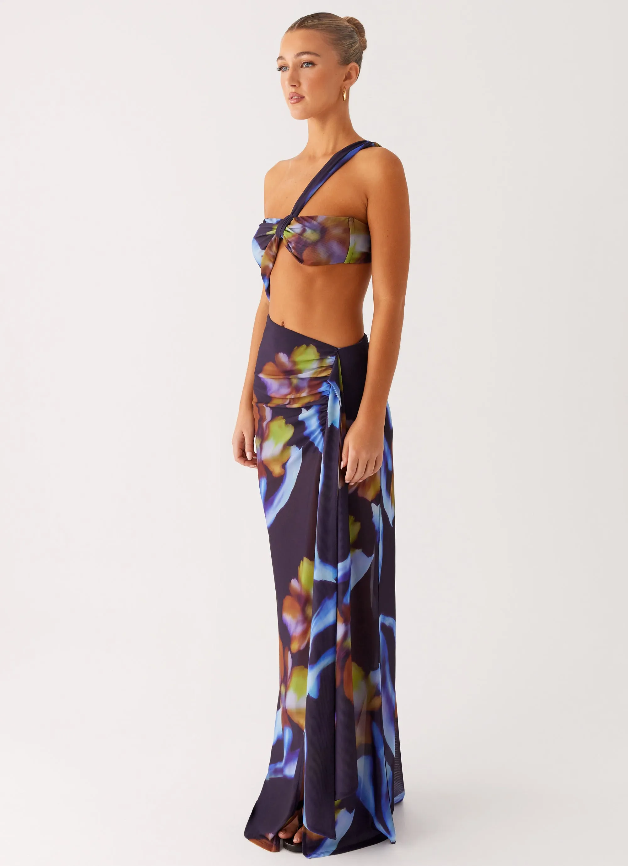 Signature-Style Elastic-Waist Costa Rica Maxi Dress - Dark Floral