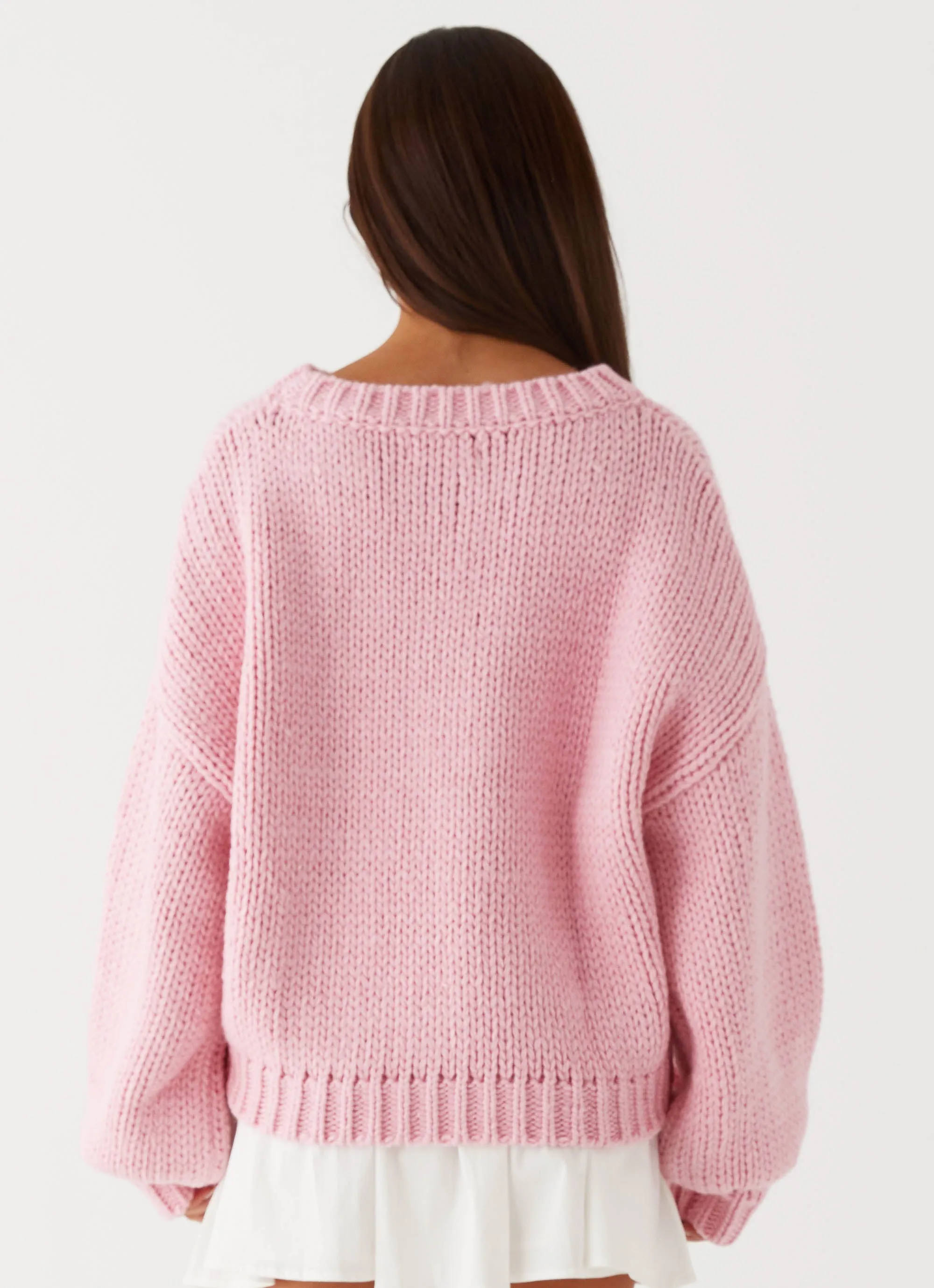 Costella Knit Sweater - Pink Non Restrictive Mobility Hypoallergenic Fibers